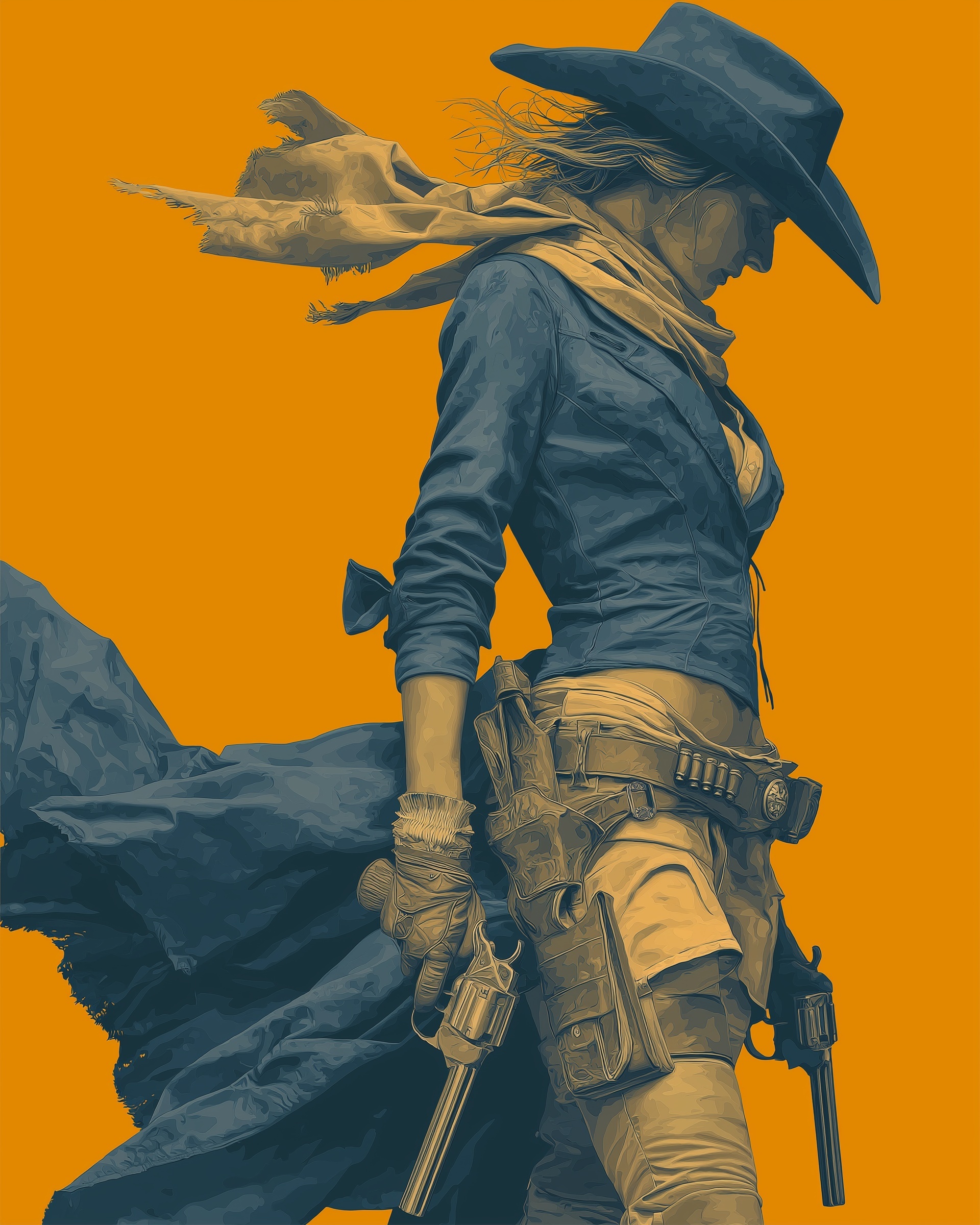 Vibrant Gunslinger Vector Art: Pop-Art Illustration
