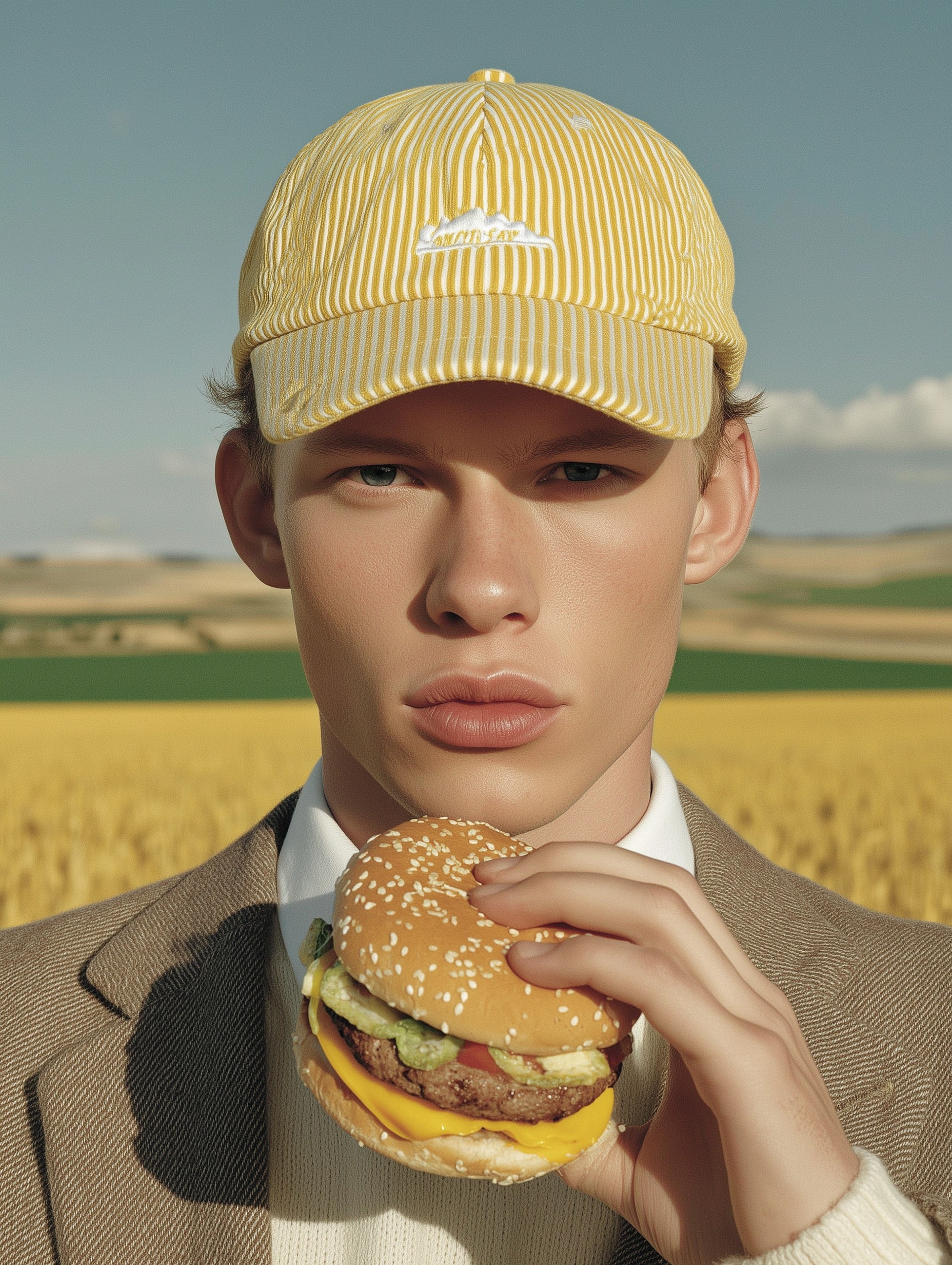 Photorealistic Moment: Man Enjoying a Hamburger
