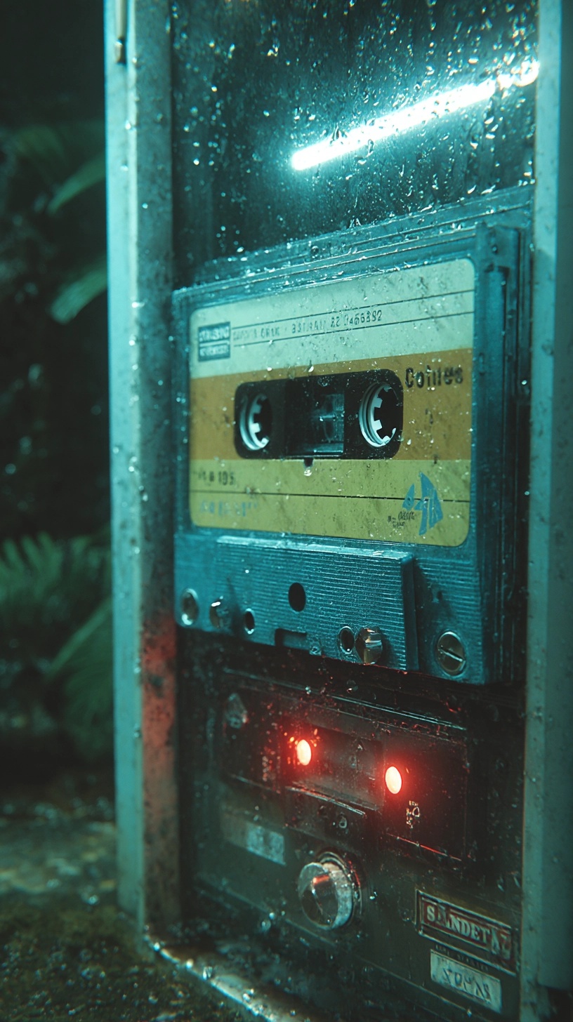 Vintage Videotape in Cinematic Noir Atmosphere