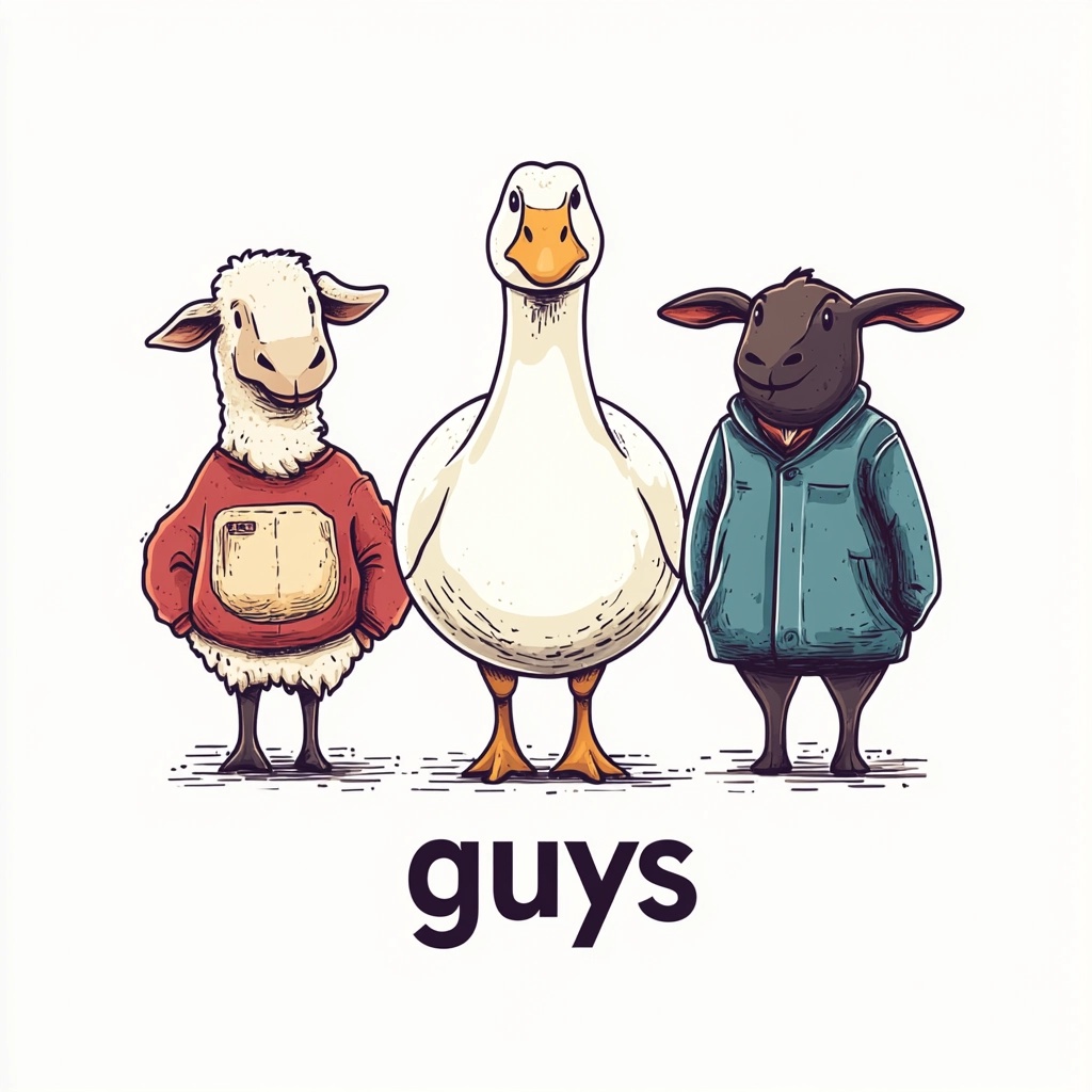 Funny Minimalist Logo: Goose, Bull, & Lamb Design