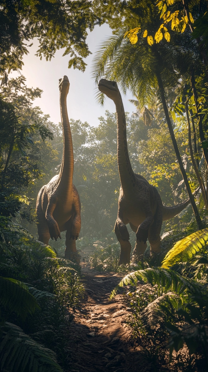 Brachiosauruses in a Vibrant Jungle Adventure