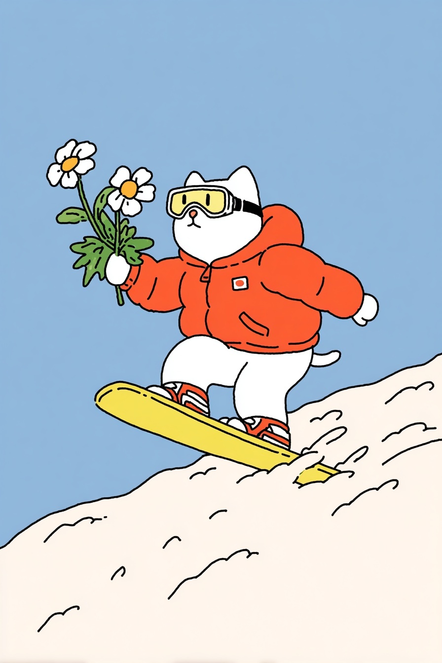 Snowboarding Cat: Epic Tricks in Style!