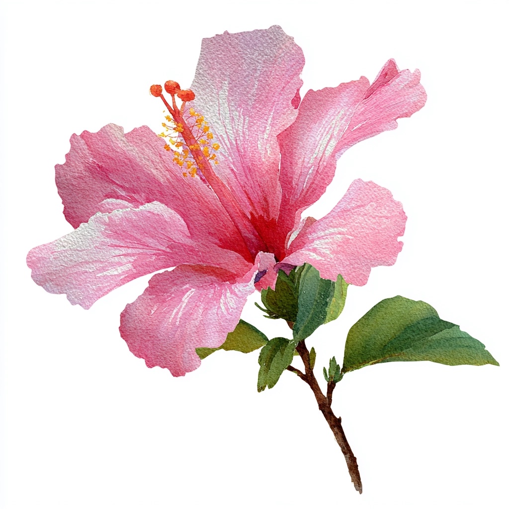 Retro Pink Hibiscus Flower Clipart for Creative Projects