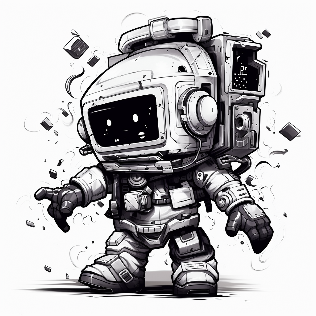 Graffiti-style Astronaut Mecha with Boombox & Oversized Gun