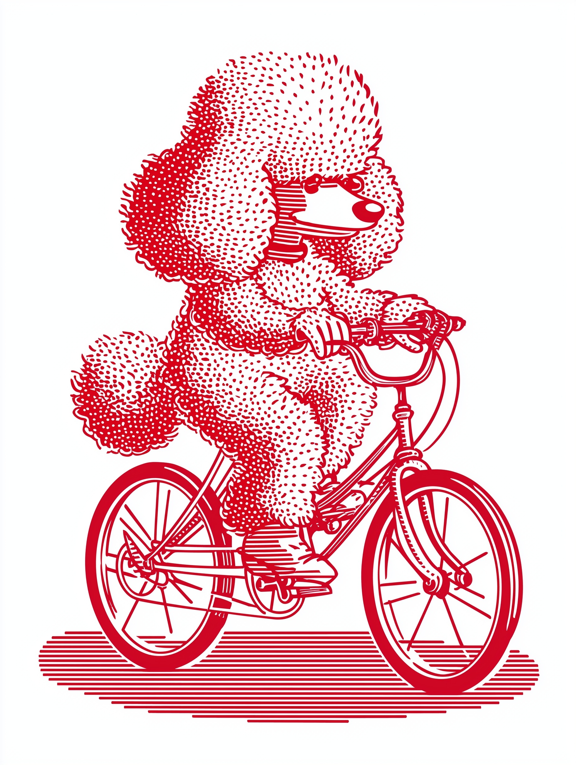 Retro Mini Poodle Bike Design for T-Shirts