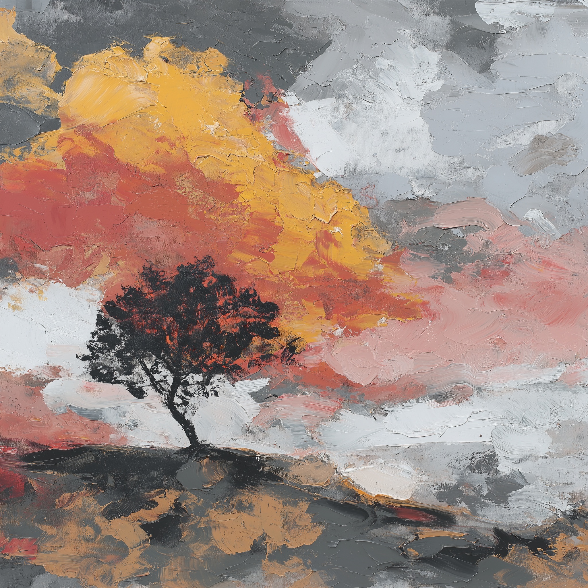 Abstract Tree of Life Art in Warm Earth Tones