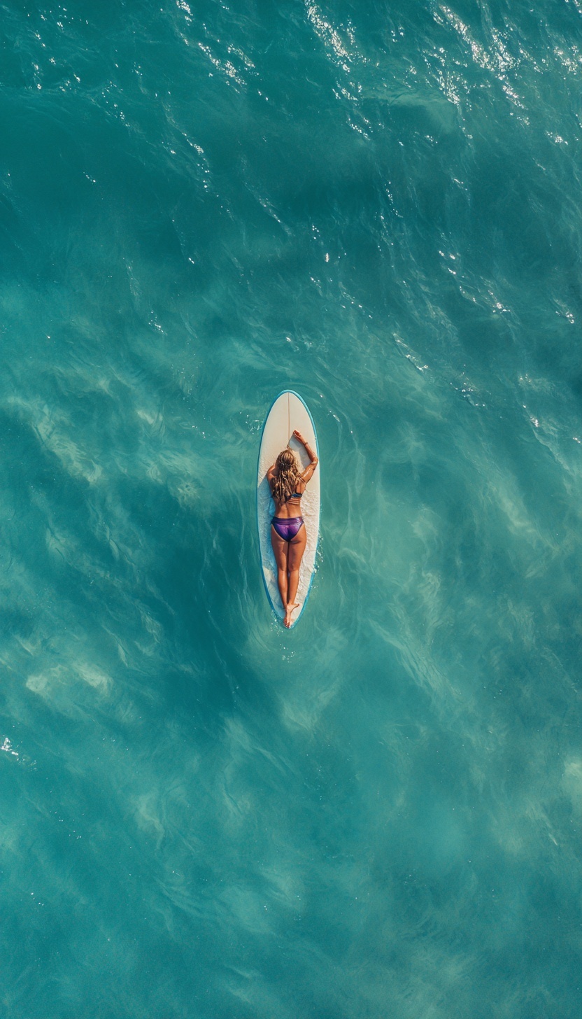 Surfing Bliss: Aerial View of Ocean Serenity