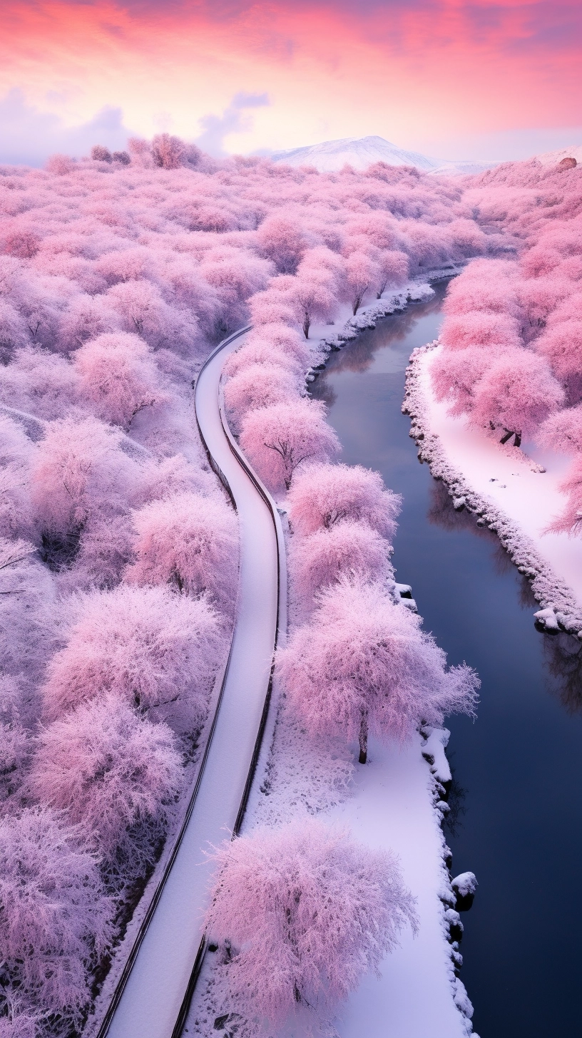 Pink Winter Wonderland: Stunning 16K DSLR Capture