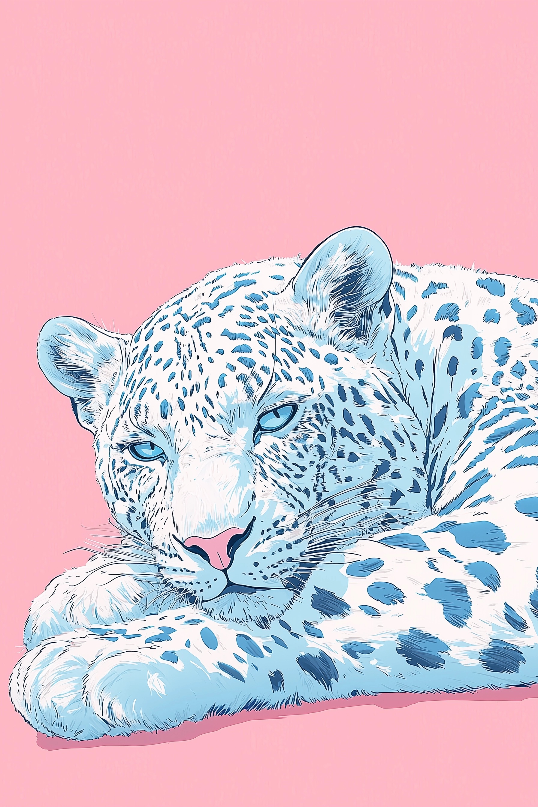 Minimalist Line Art: Pastel Leopard Design