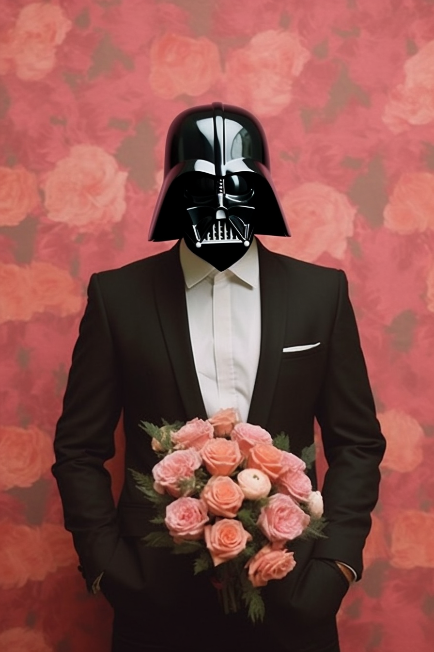 Darth Vader: Candid Portrait with Floral Background by Robert Motherwell