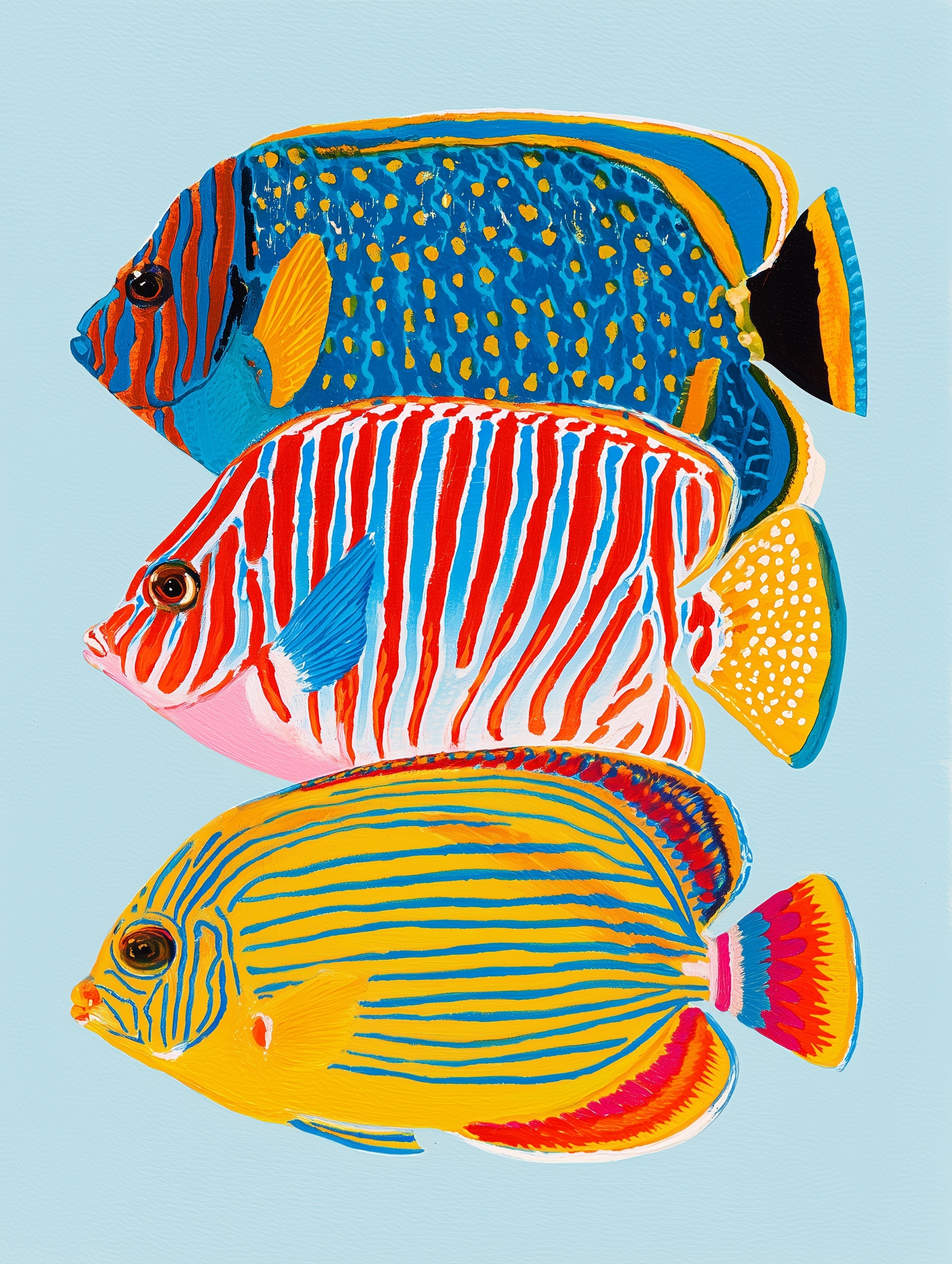 Elegant Chaetodon Lineolatus Fish Illustration