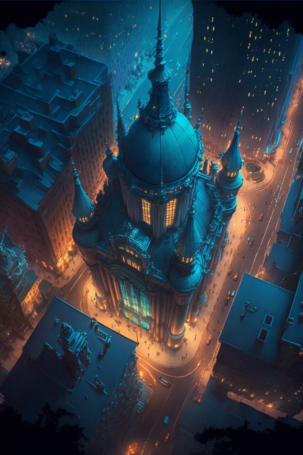 Stunning Cyberpunk City Painting with Volumetric Lighting