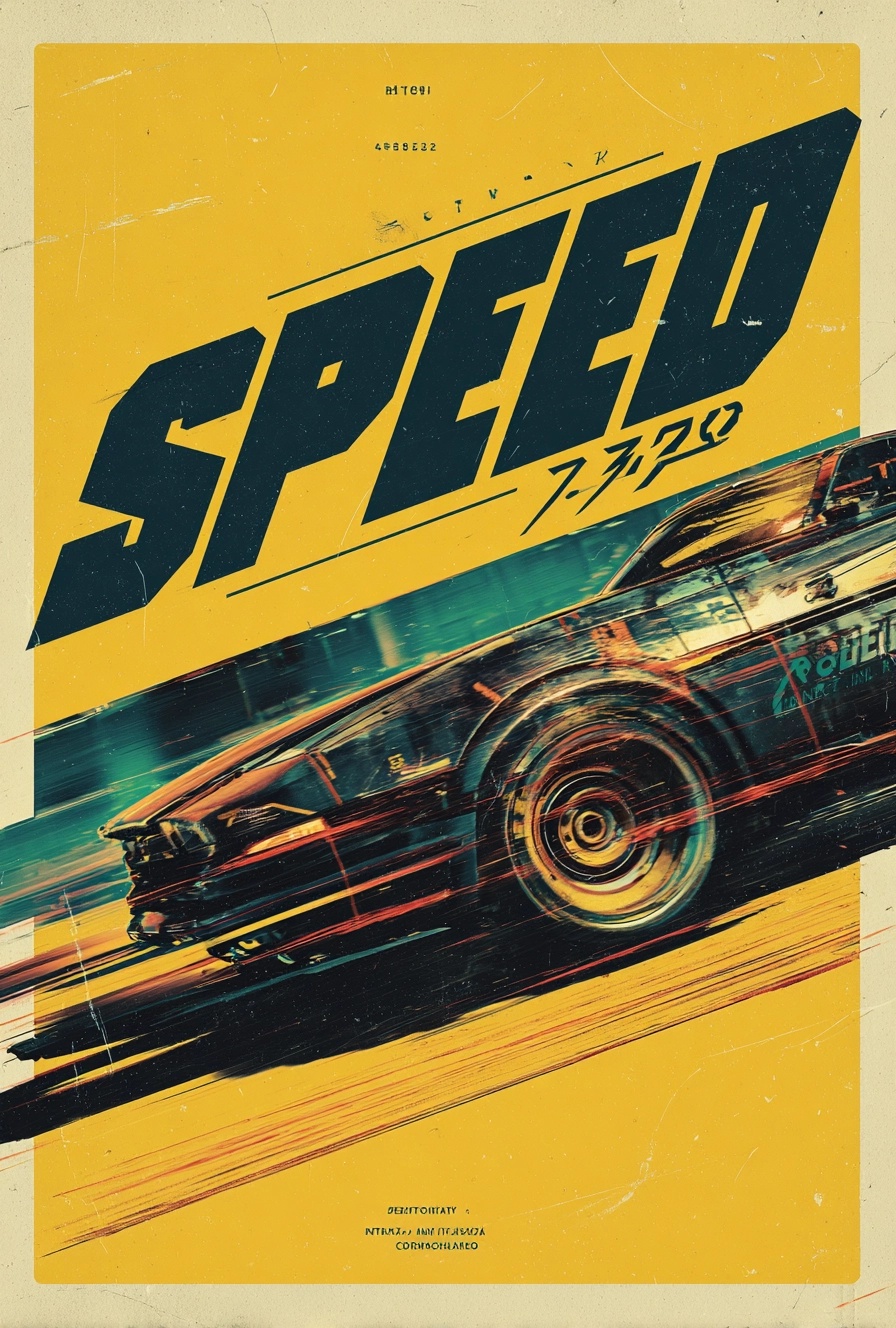 Speed: Retro Cyberpunk Car Art Poster