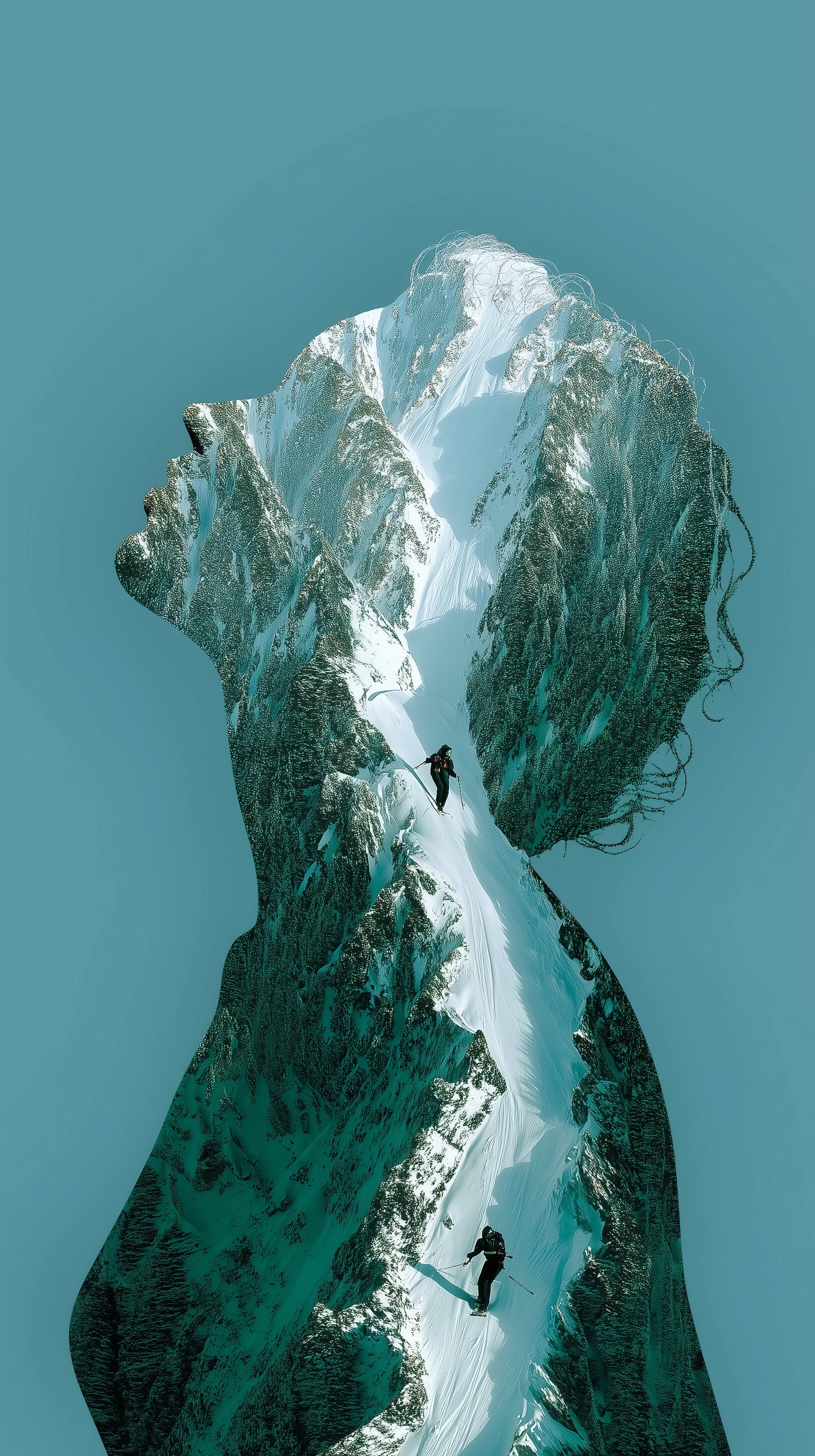 Futuristic Snow Faces: Unique iPhone Wallpaper