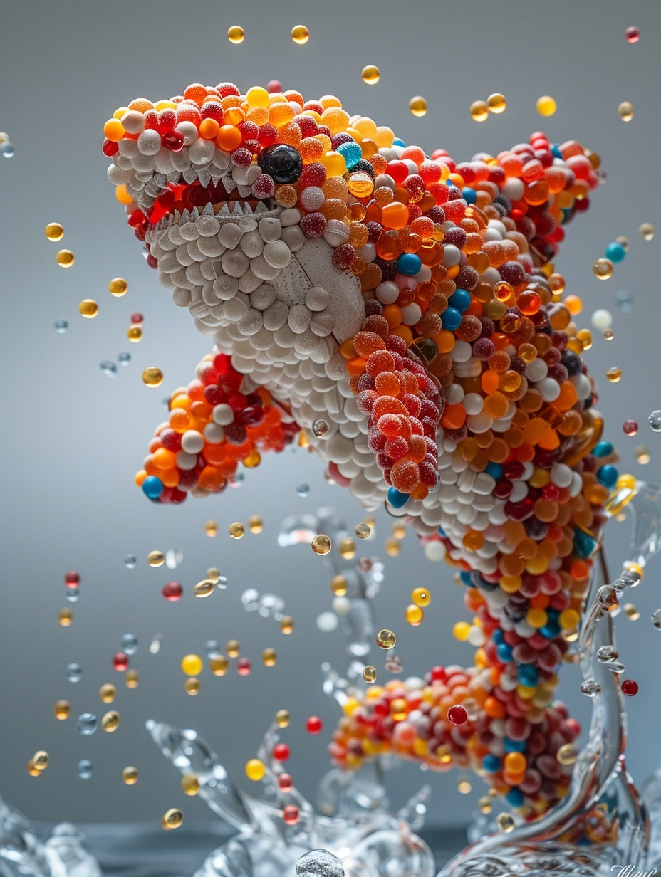 Colorful Candy Shark Art Installation in Air