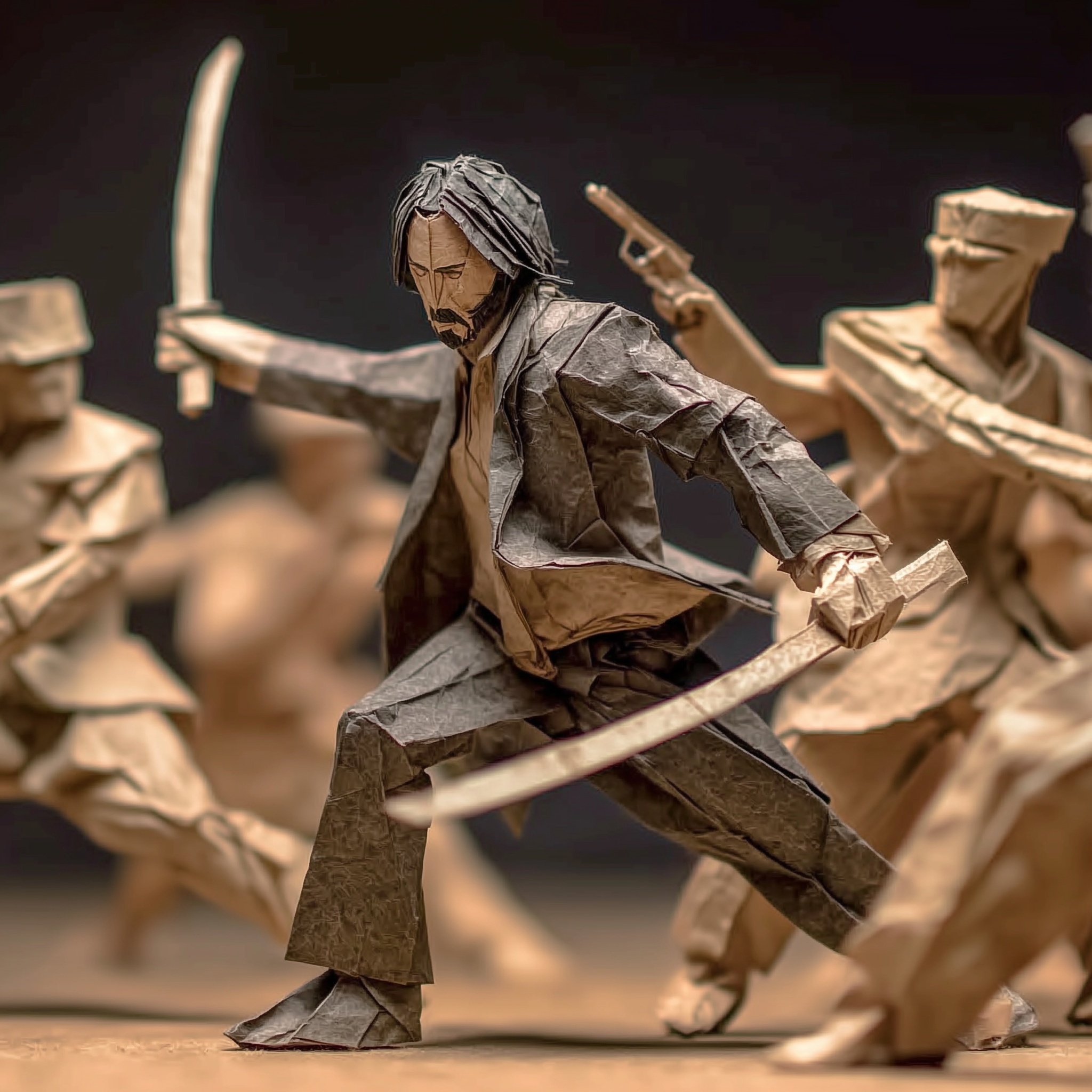 Origami Combat: John Wick's Epic Duel