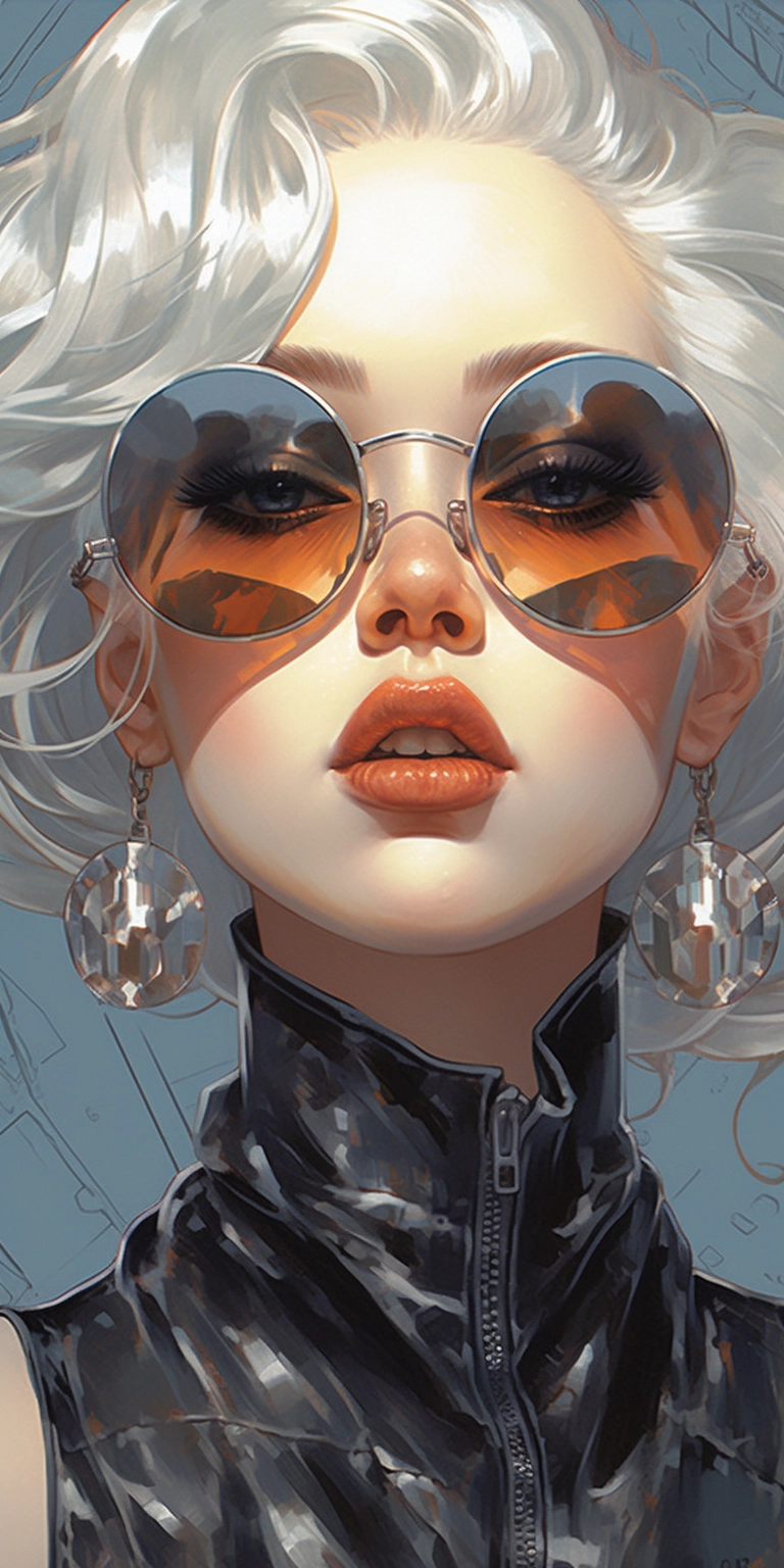 Stylish Anime Lady in Sunglasses - Hyper-Detailed Illustration