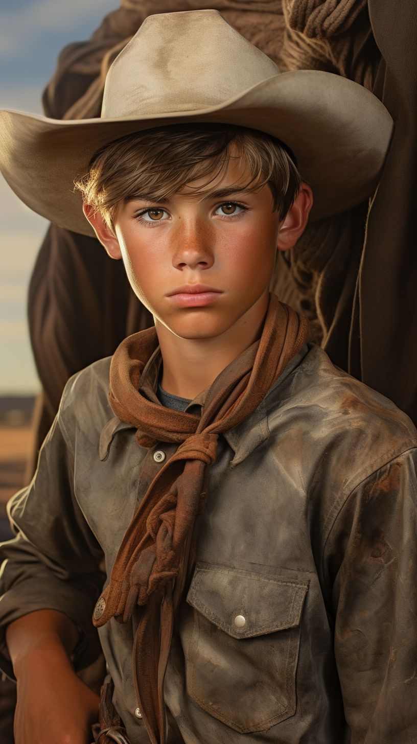 Crisp & Clear: Hyper-Detailed 13-Year-Old Cowboy Photo