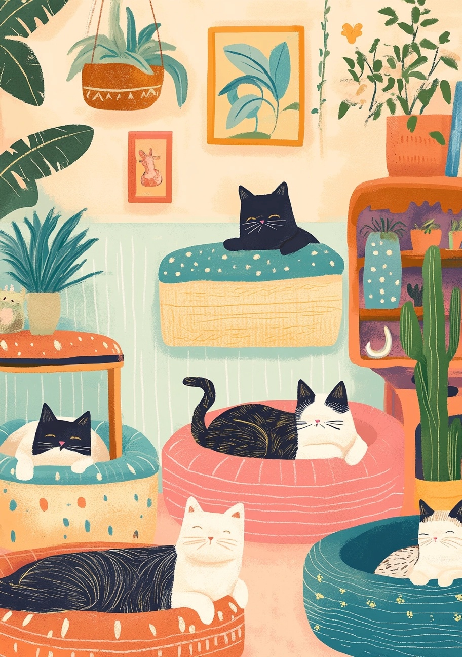 Cozy Cat Retreat: Whimsical Lounge Vibes