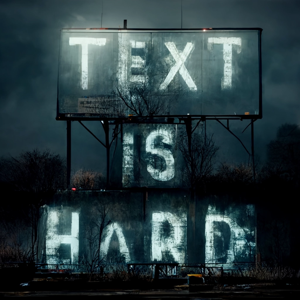 "Text Is Hard" - Moody Photorealistic Billboard