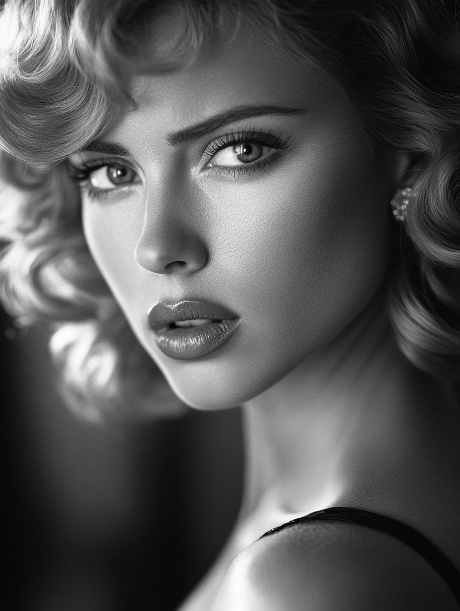 Scarlett Johansson: Classic Black and White Portrait