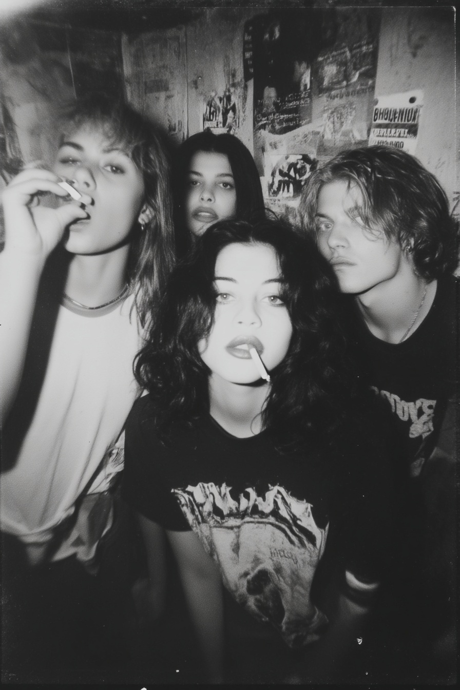 90s Grunge Vibe: Black & White Polaroid Art
