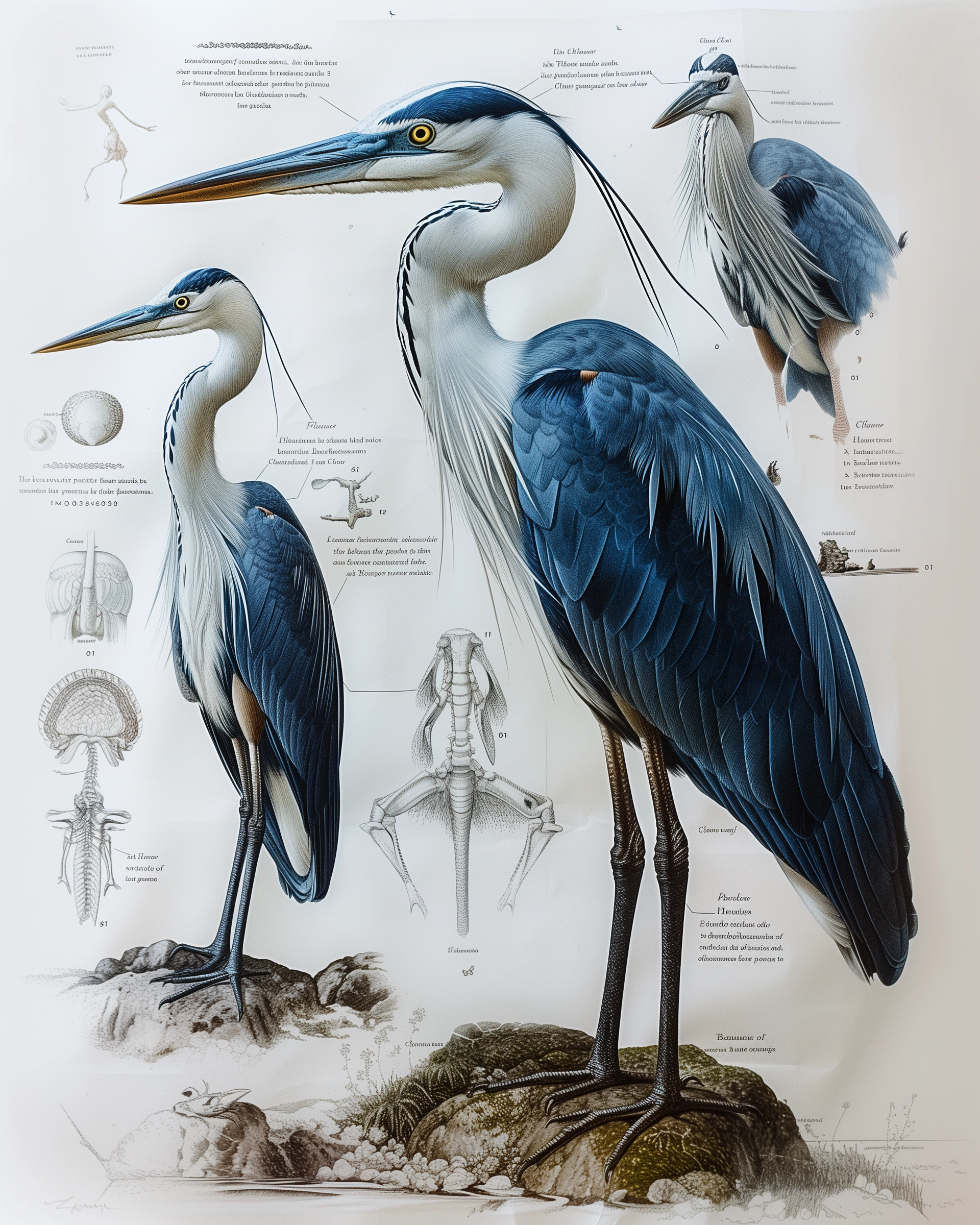 Discover the Fascinating World: Blue Herons Taxidermy Poster, Inspired by Ernst Haeckel