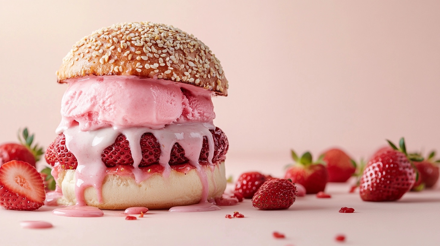 Indulge in the Dreamy Strawberry Cream Burger!