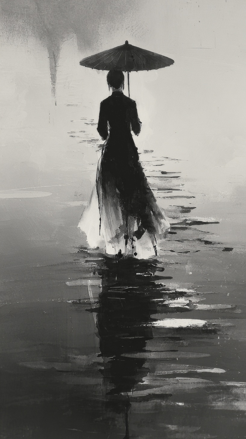 Whispers of Rain: Ethereal Elegance in Ink