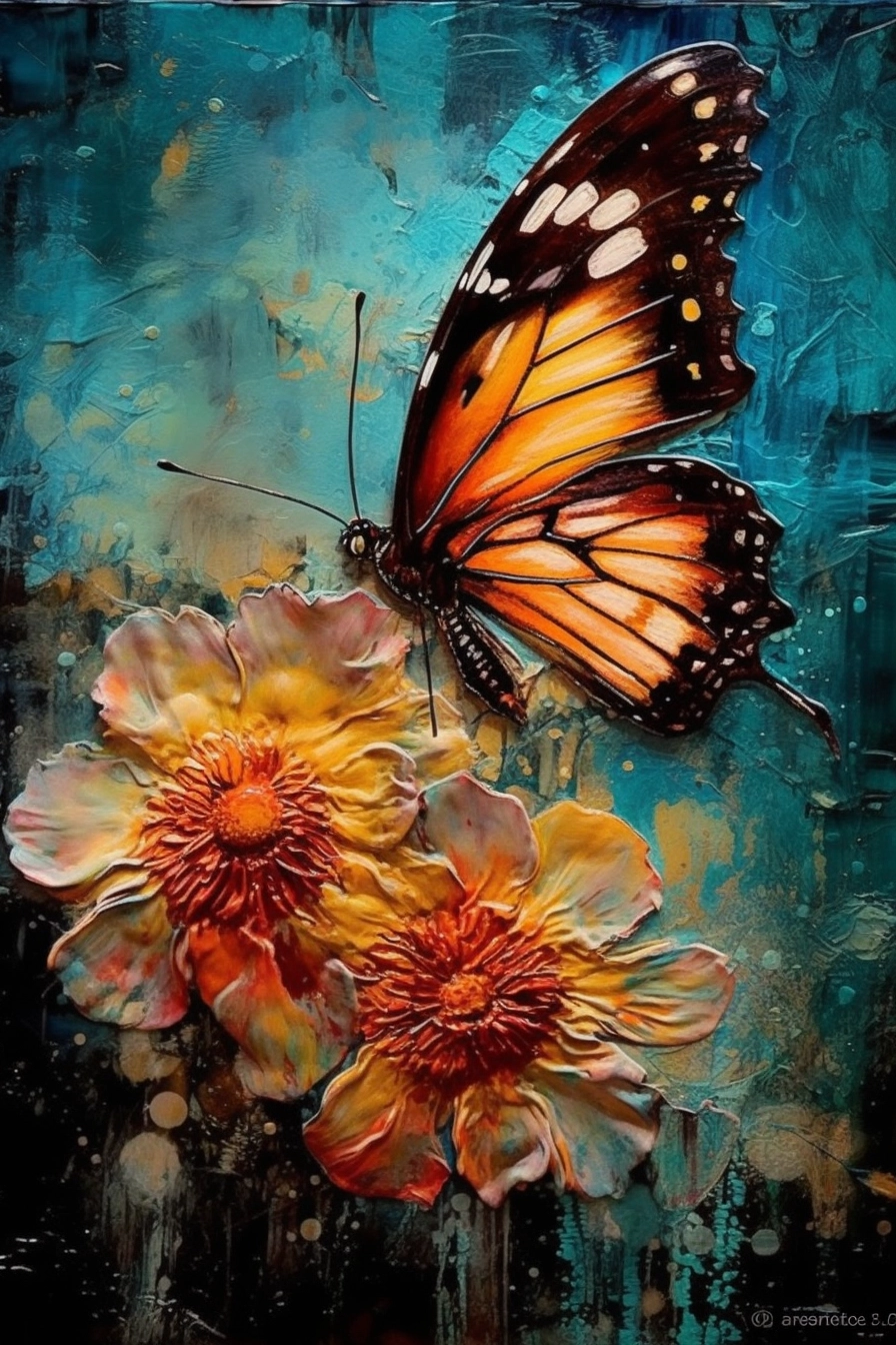 Realistic Butterfly & Flower Painting