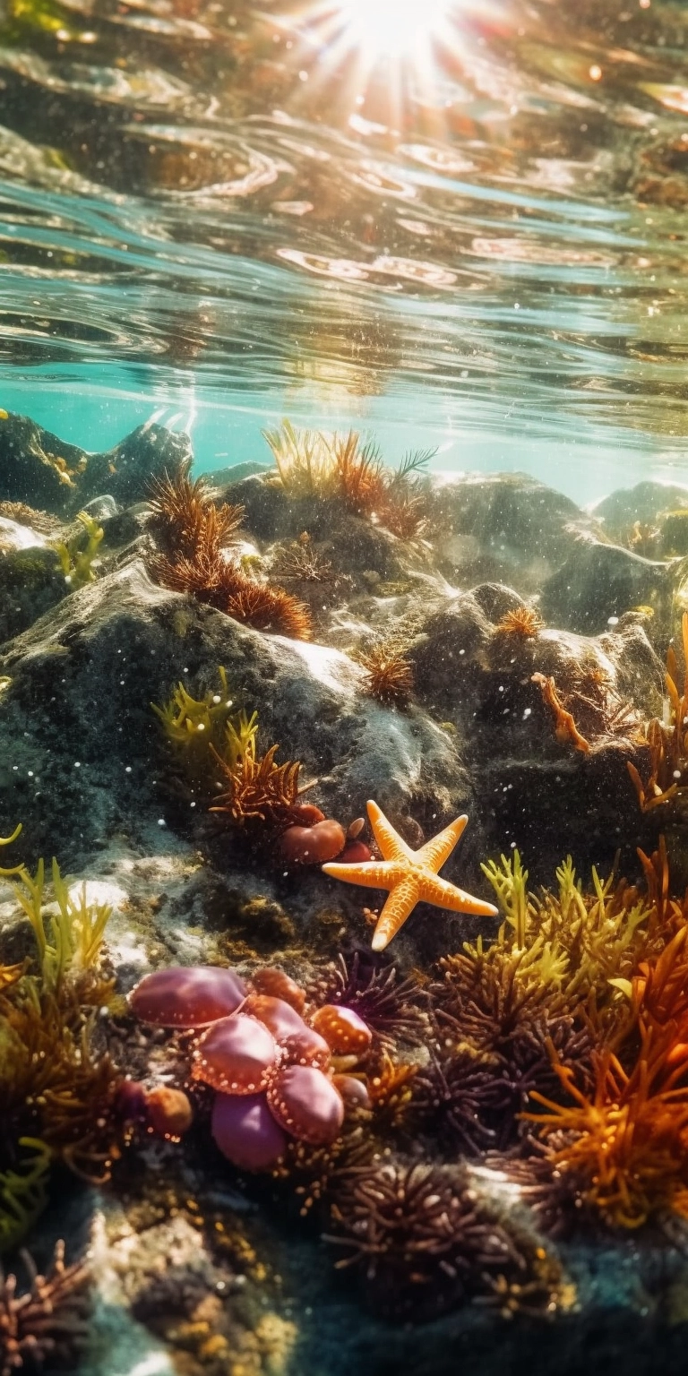 Stunning Photorealistic Close-Up of Shimmering Starfish on Coral Reef