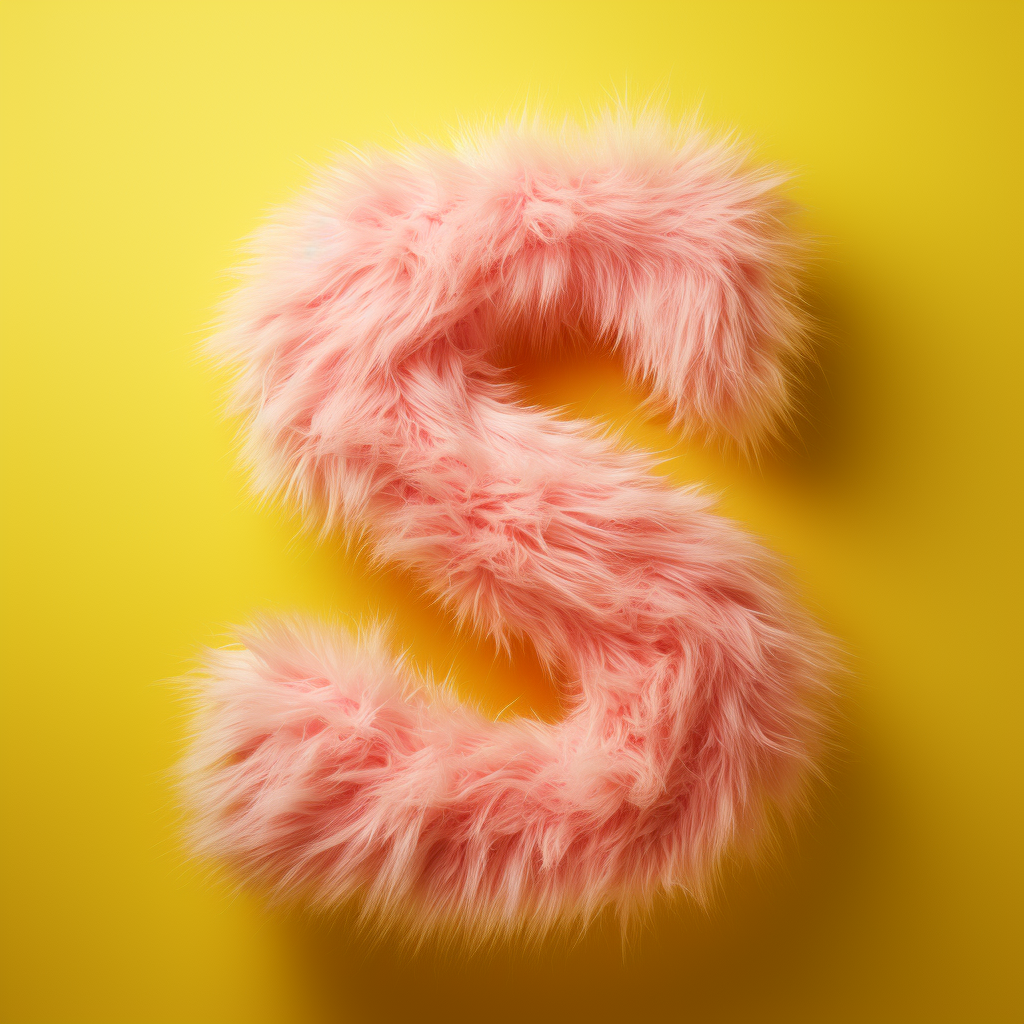 Pink Furry S on Yellow: Vibrant Letter Decor