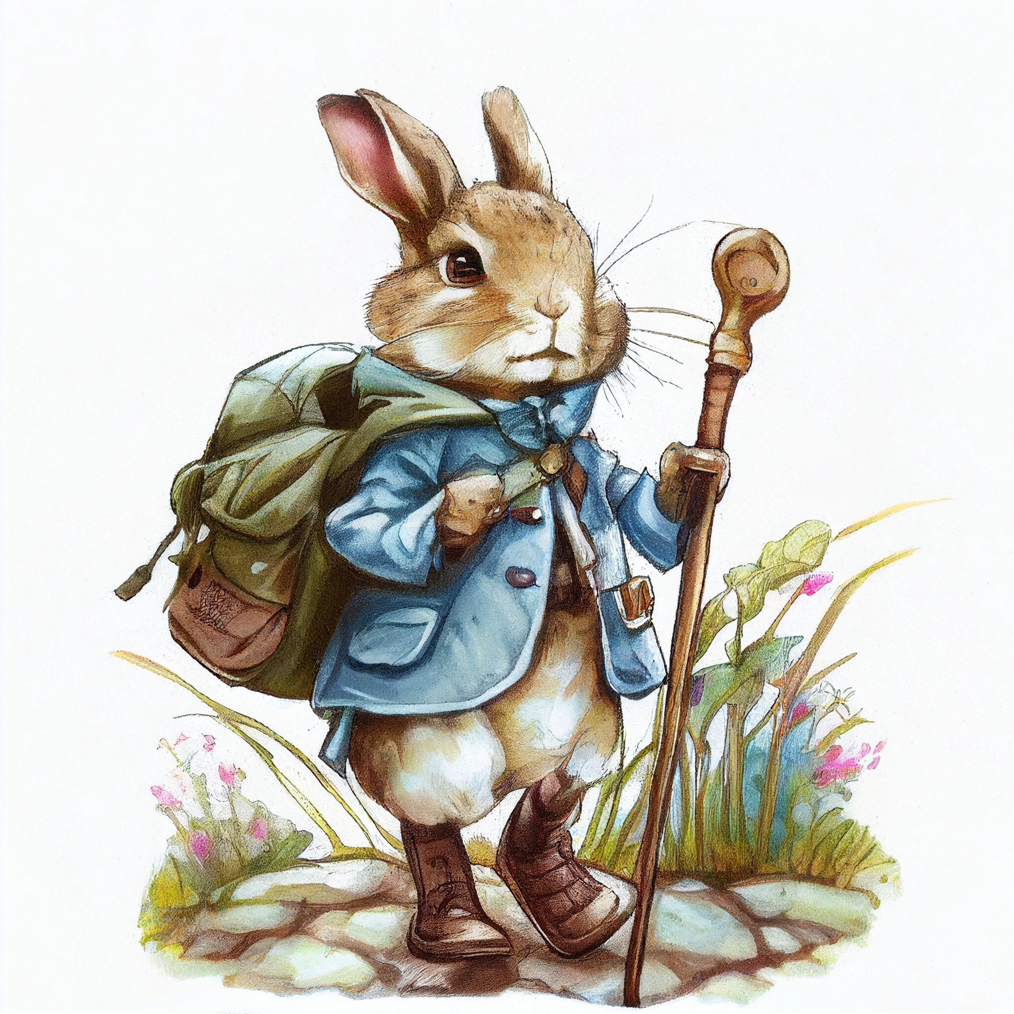 Adventurous Rabbit Illustration by Beatrix Potter