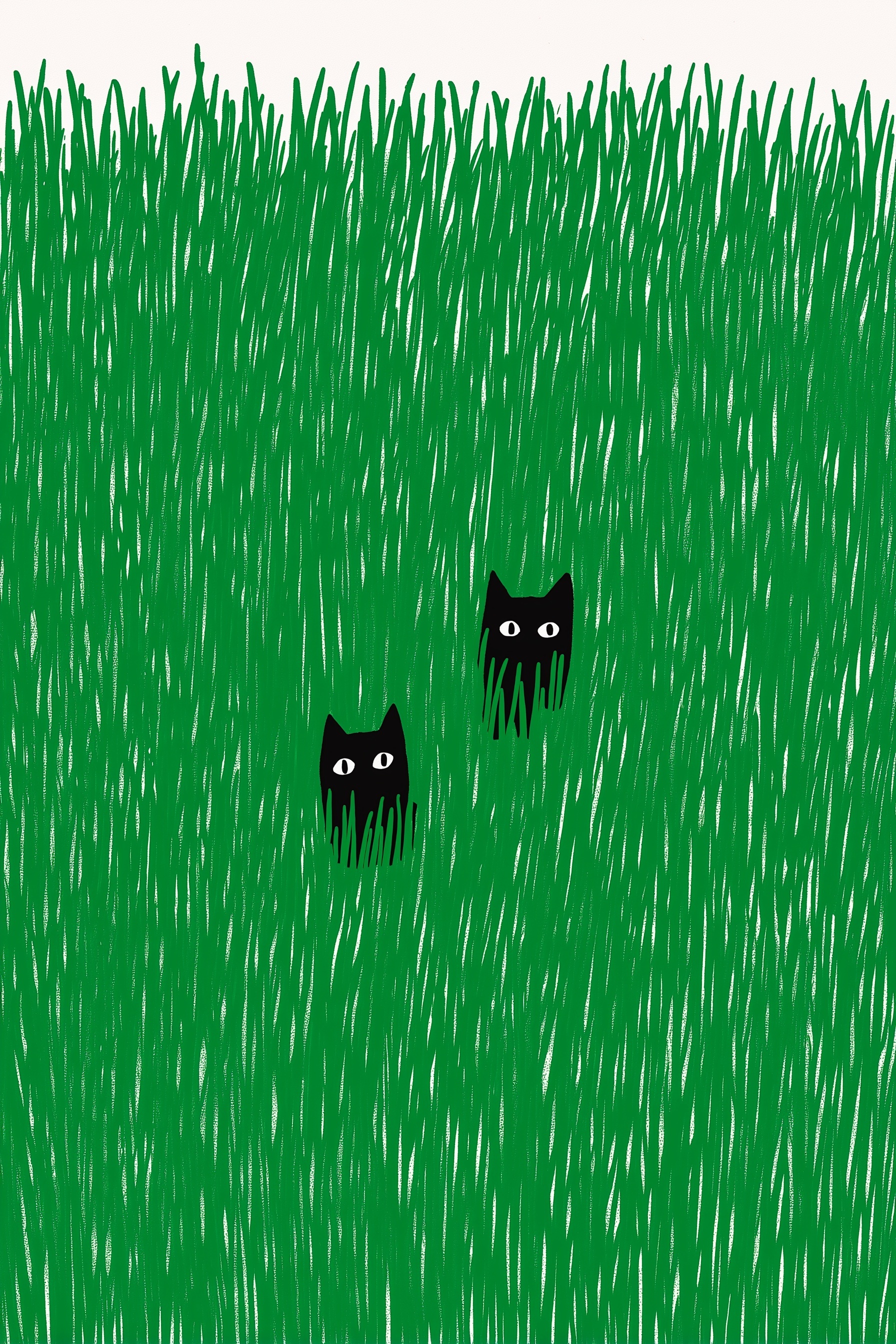 Whimsical Grass Pattern with Hidden Cat Eyes