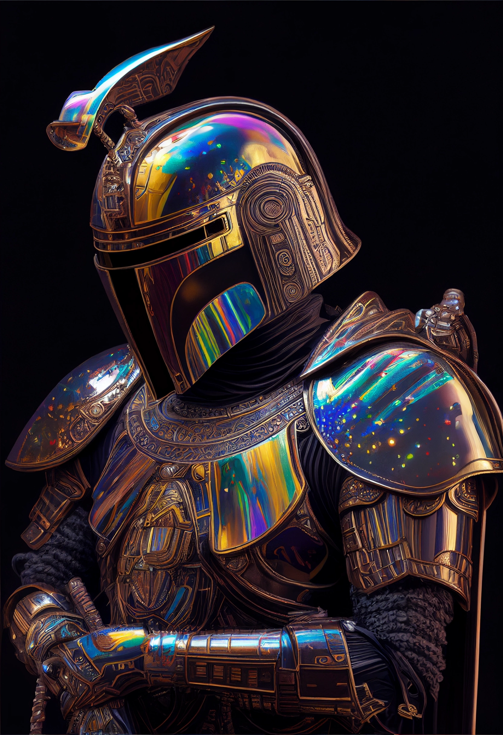 Opal Vantablack Mandalorian in Lisa Frank Armor