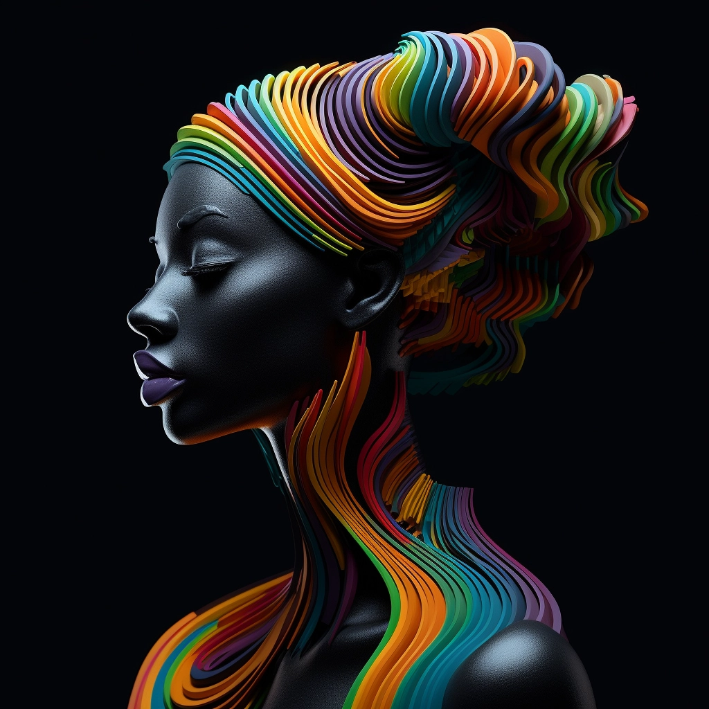 Colorful 3D Girl: African-Inspired Perfection