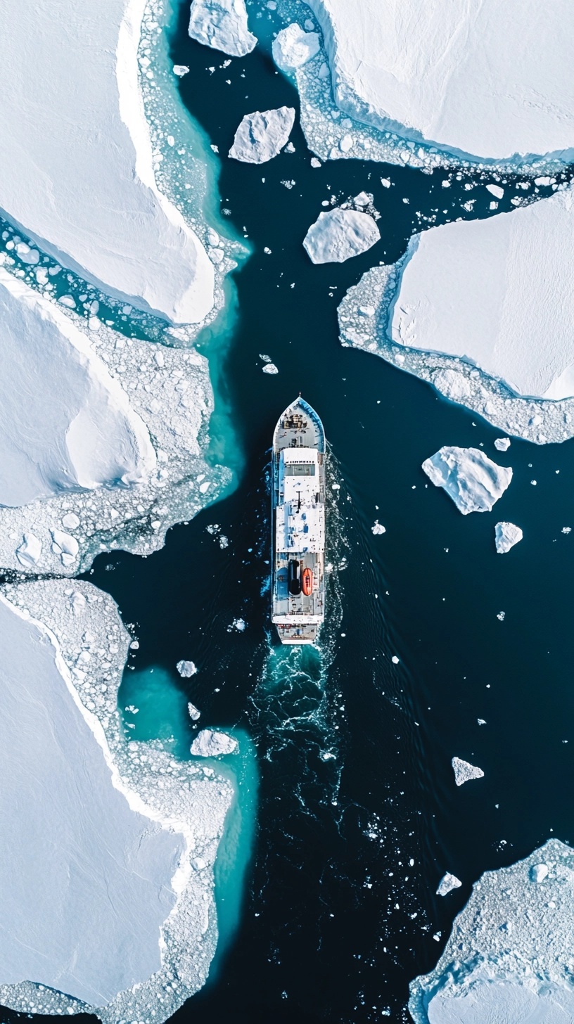 Explore the Majestic Antarctic: Aerial Ship View