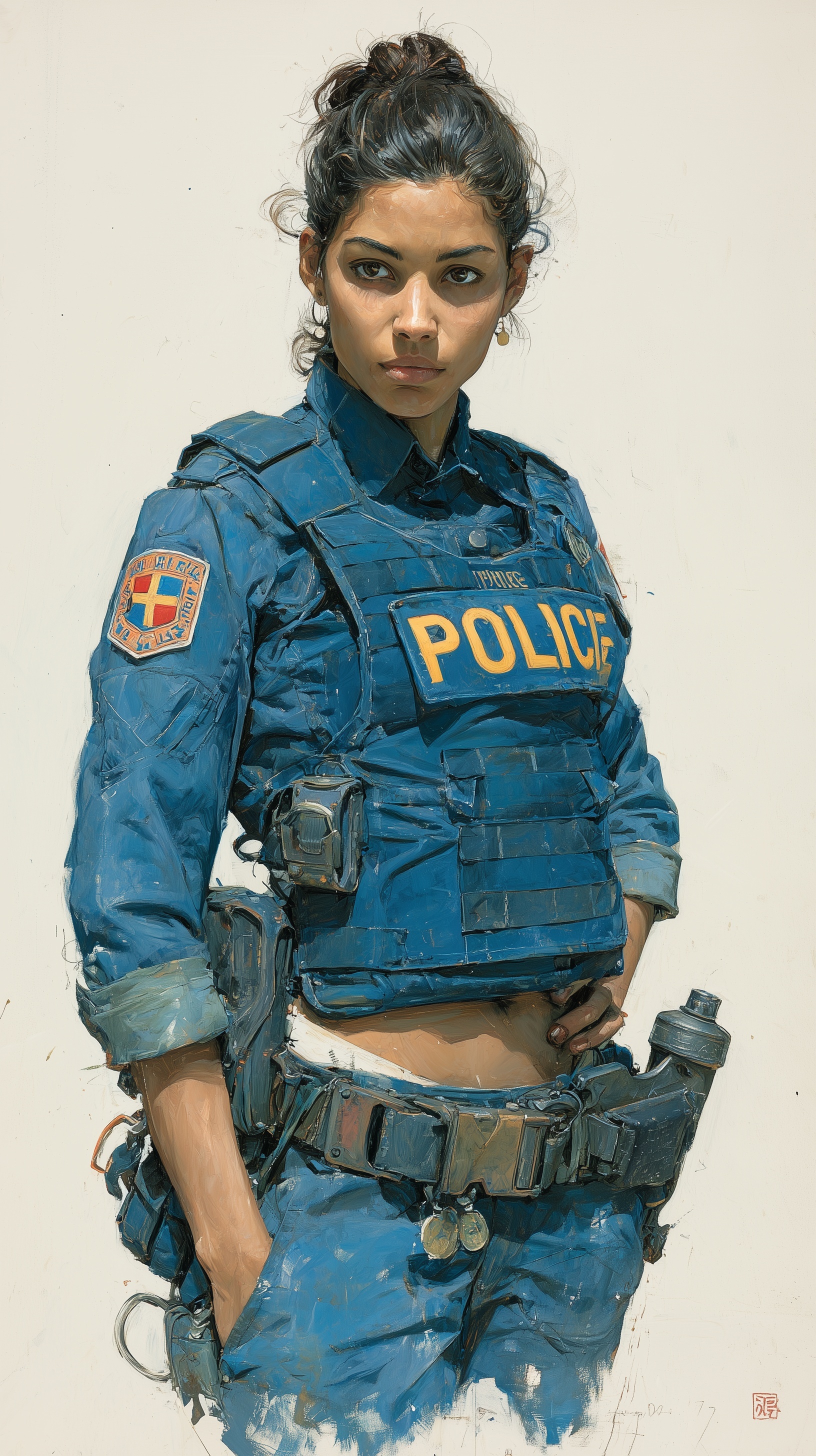 Strong Creole Policewoman in Action