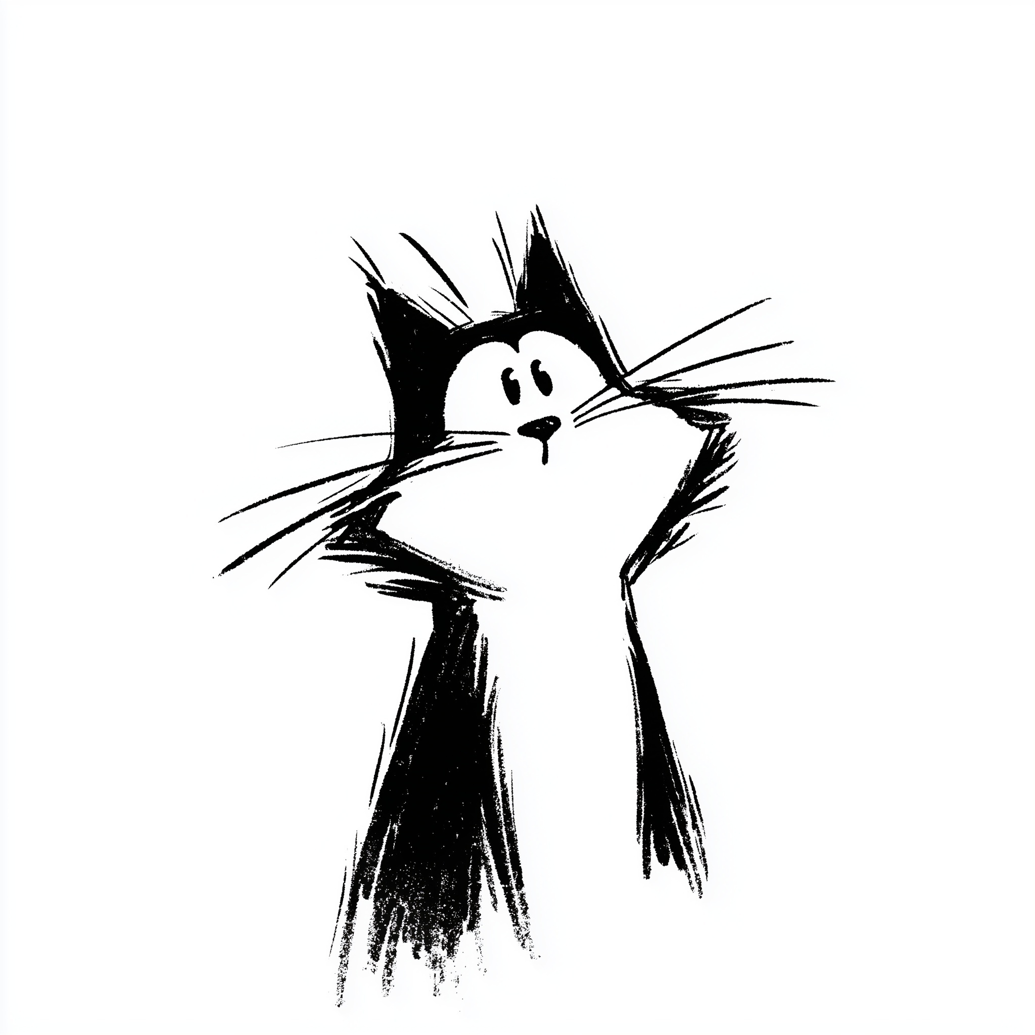 Bold Black & White Cat Character Vector Art