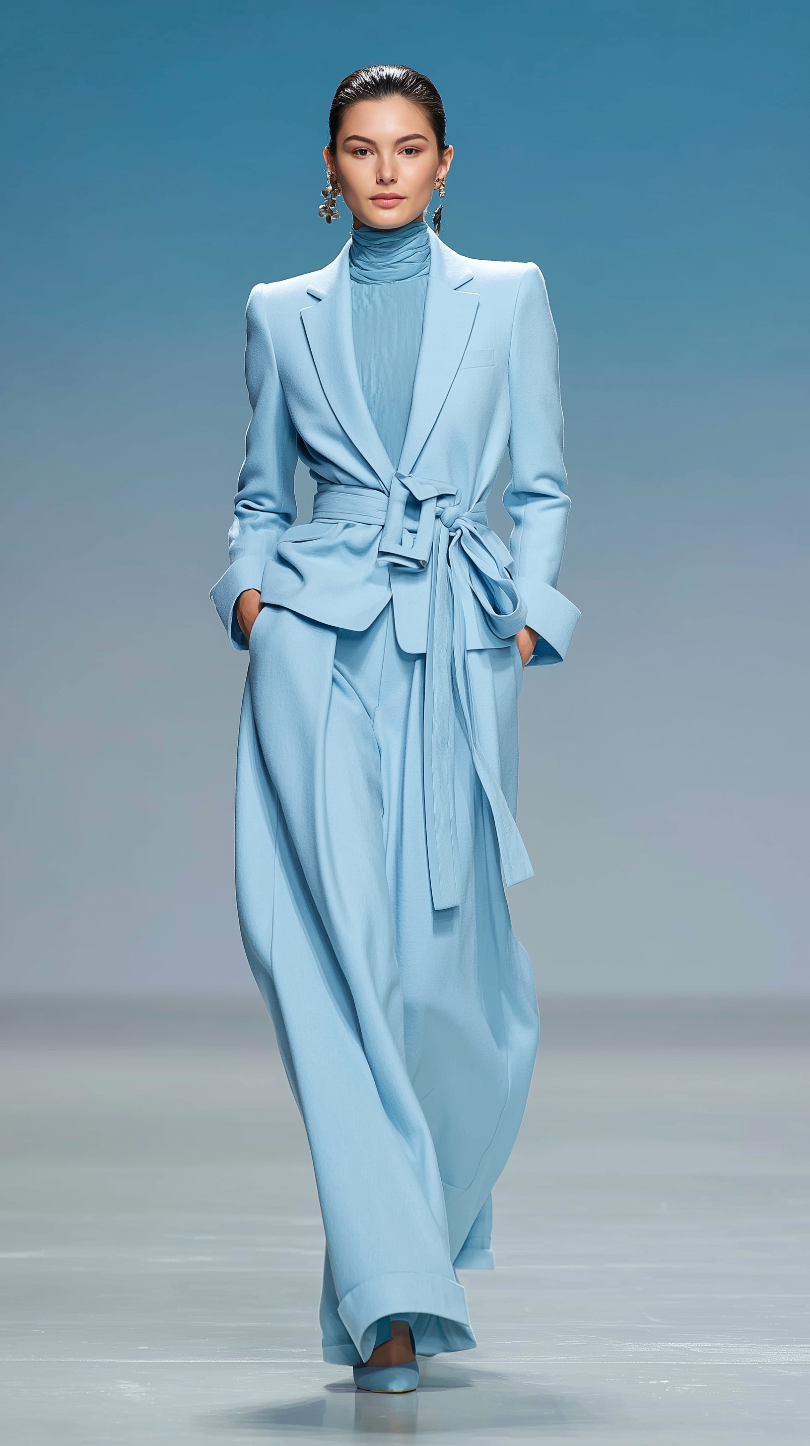 Elegant Mist Blue Wool Suit for Winter Fashion