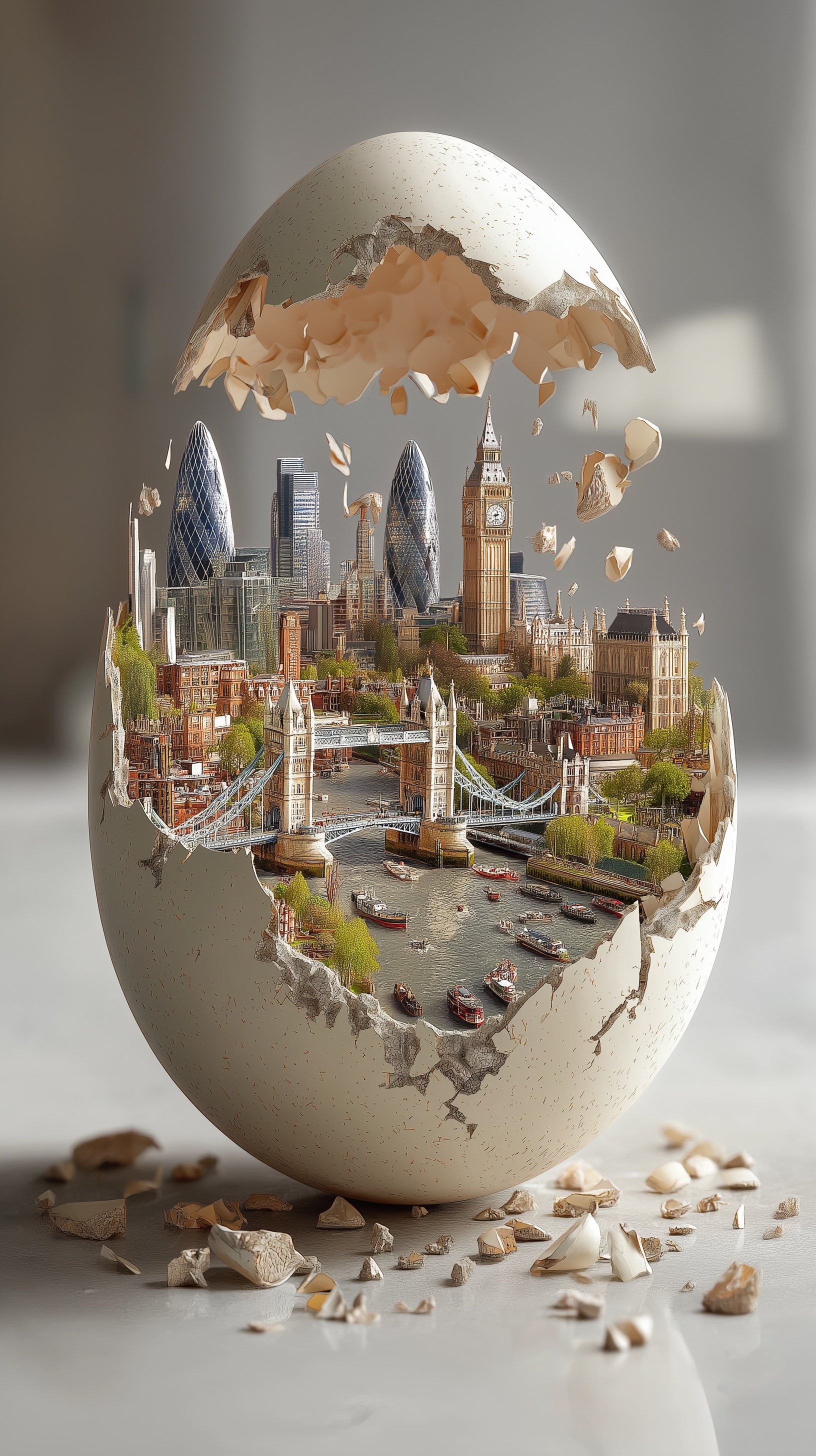 Miniature London: Eggshell Cityscape Art
