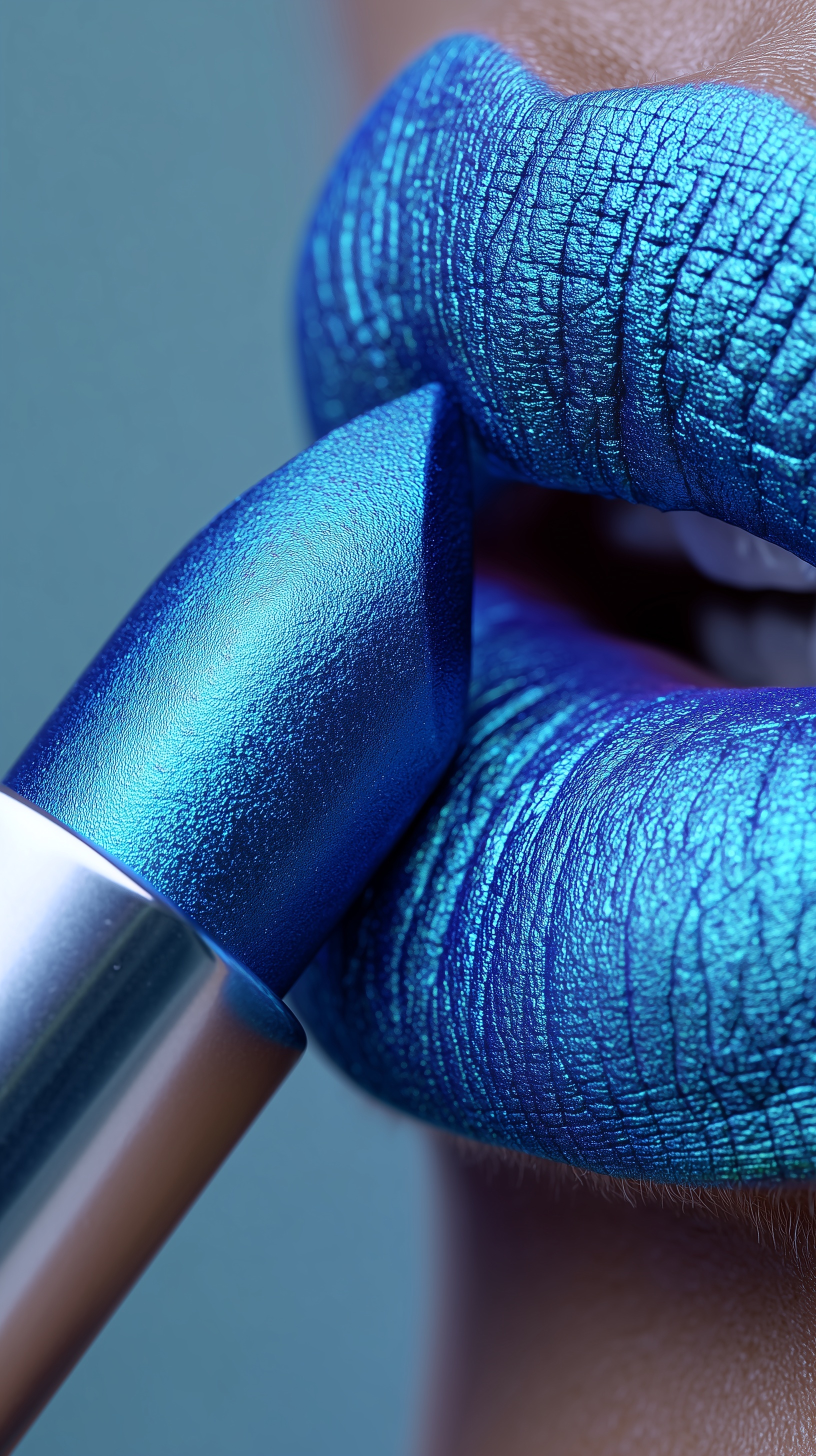 Ultra Close-Up: Neon Blue Lipstick ASMR Experience