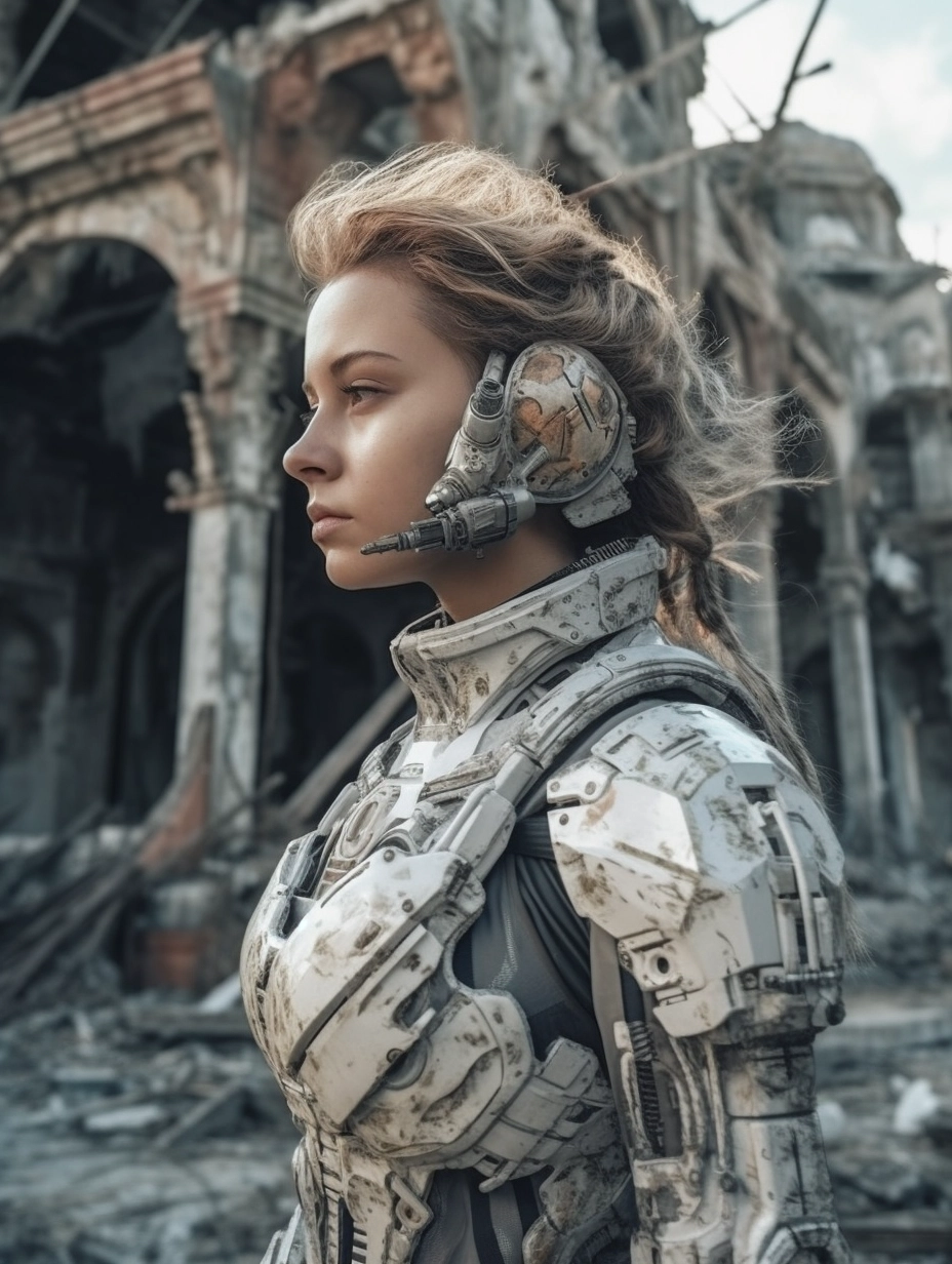 Beautiful Cyborgs in Futuristic Ruins - Hyperrealistic 8k