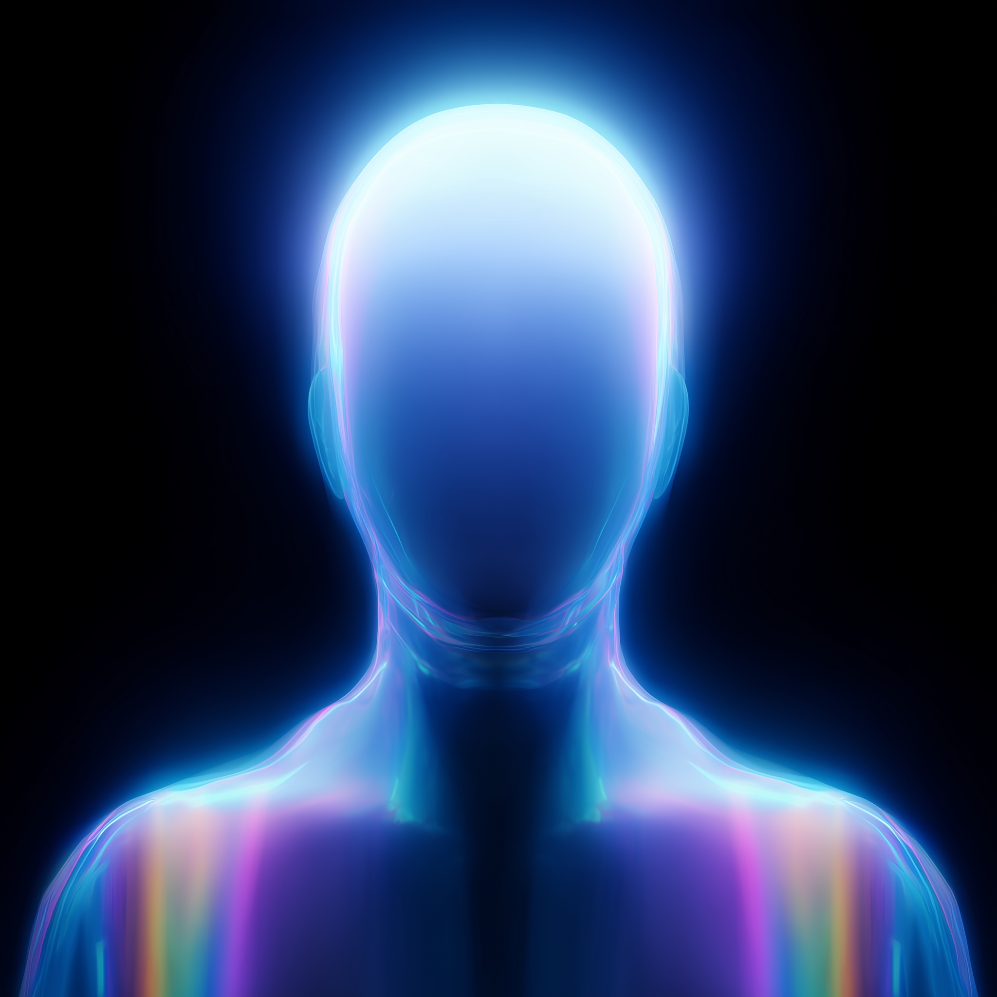 Futuristic Faceless Bust: Luminous Abstract Art