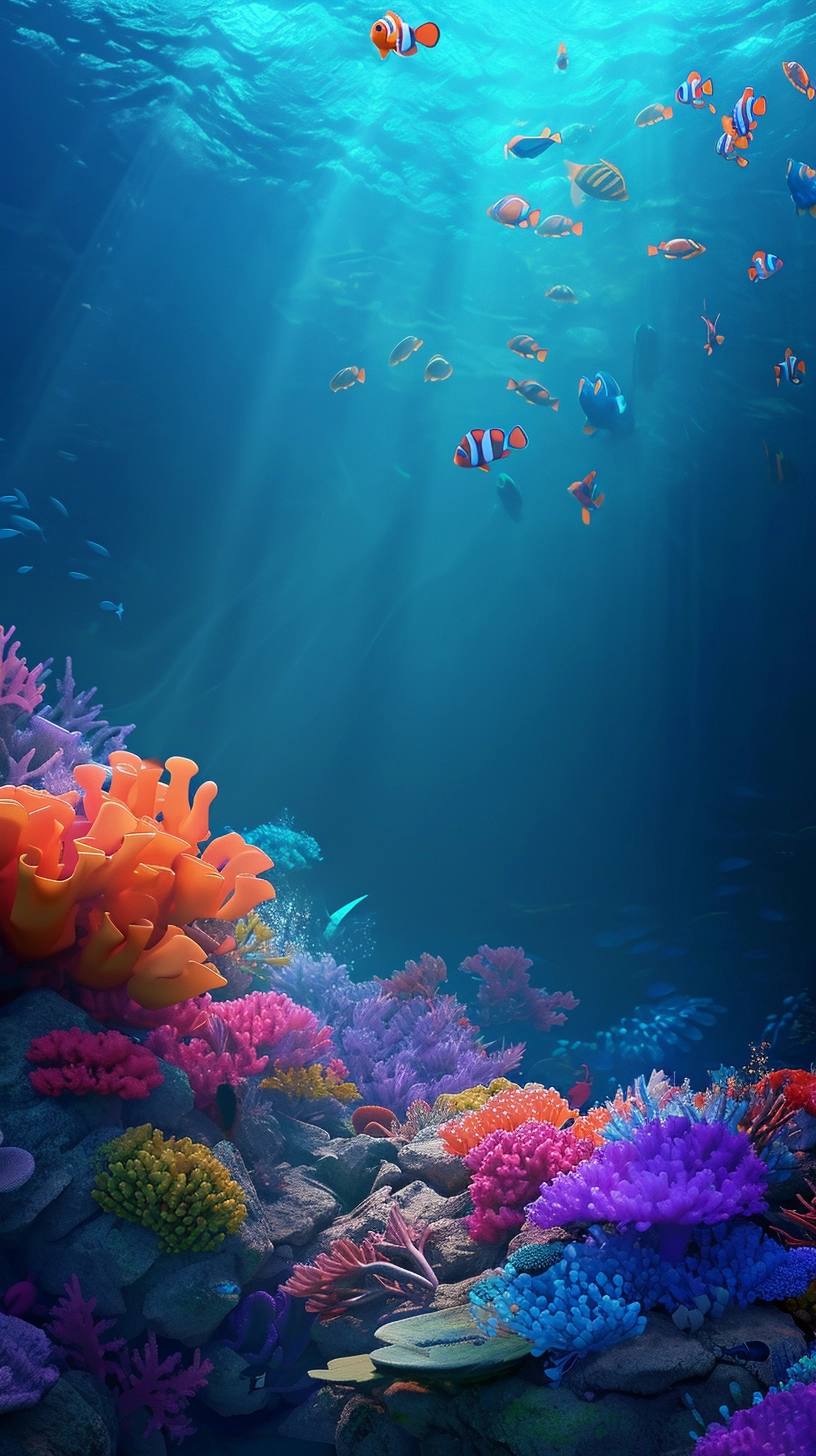 Hyperrealistic Pixar Disney Wallpaper - Colorful 3D Aero Aquatic Background