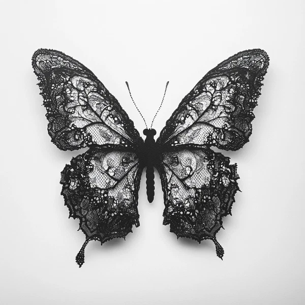 Elegant Lace Butterfly: Stunning Black & White Design