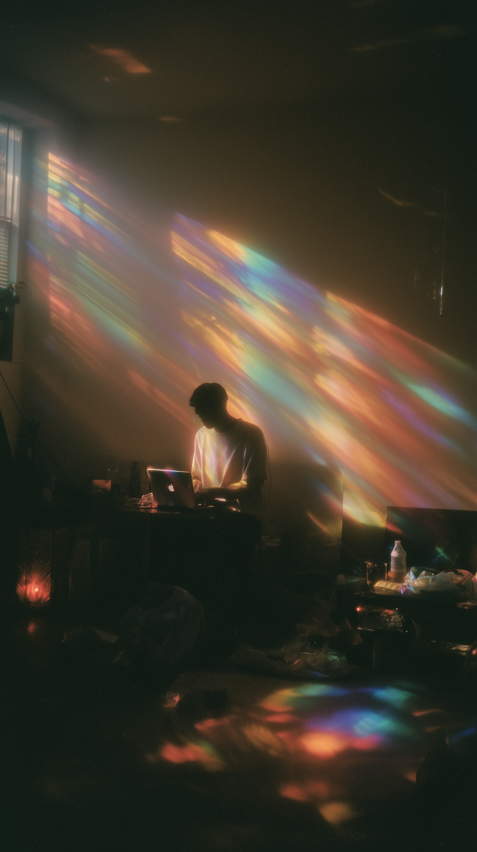 Creative Chaos: Laptop Vibes in Colorful Darkness