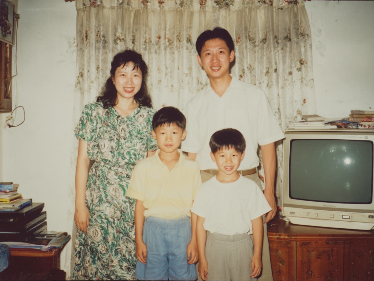 Vintage 90s Taiwan Family Portrait in Living Room