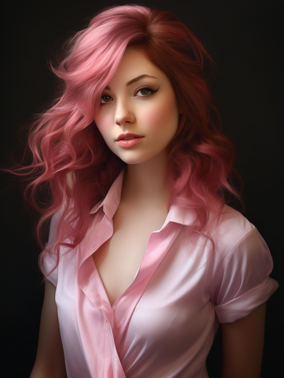 Pink Wig Maven: Artgerm-inspired Realism with Texture-rich Layers