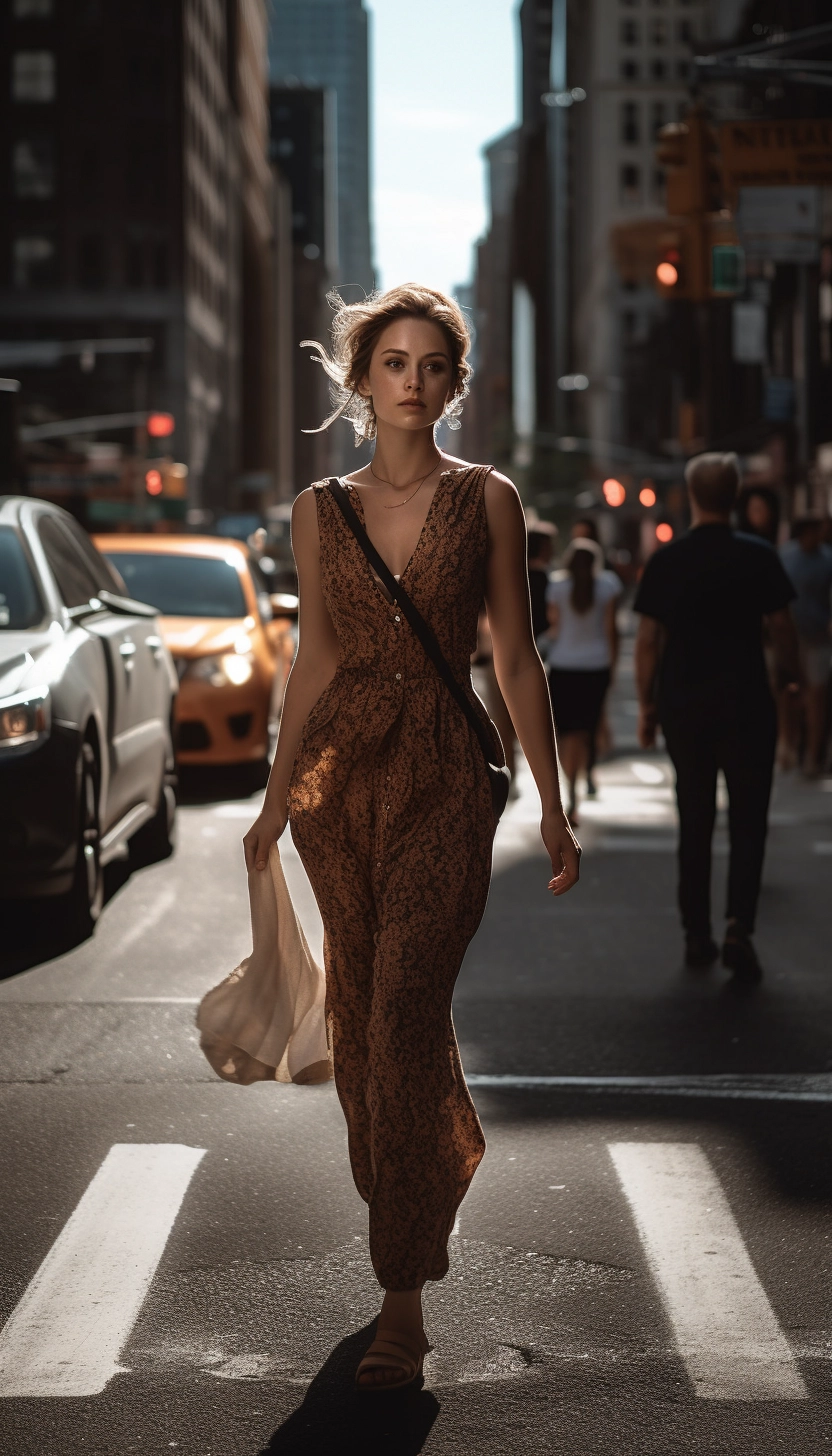 Stylish NYC Street Walk with Fashion Model